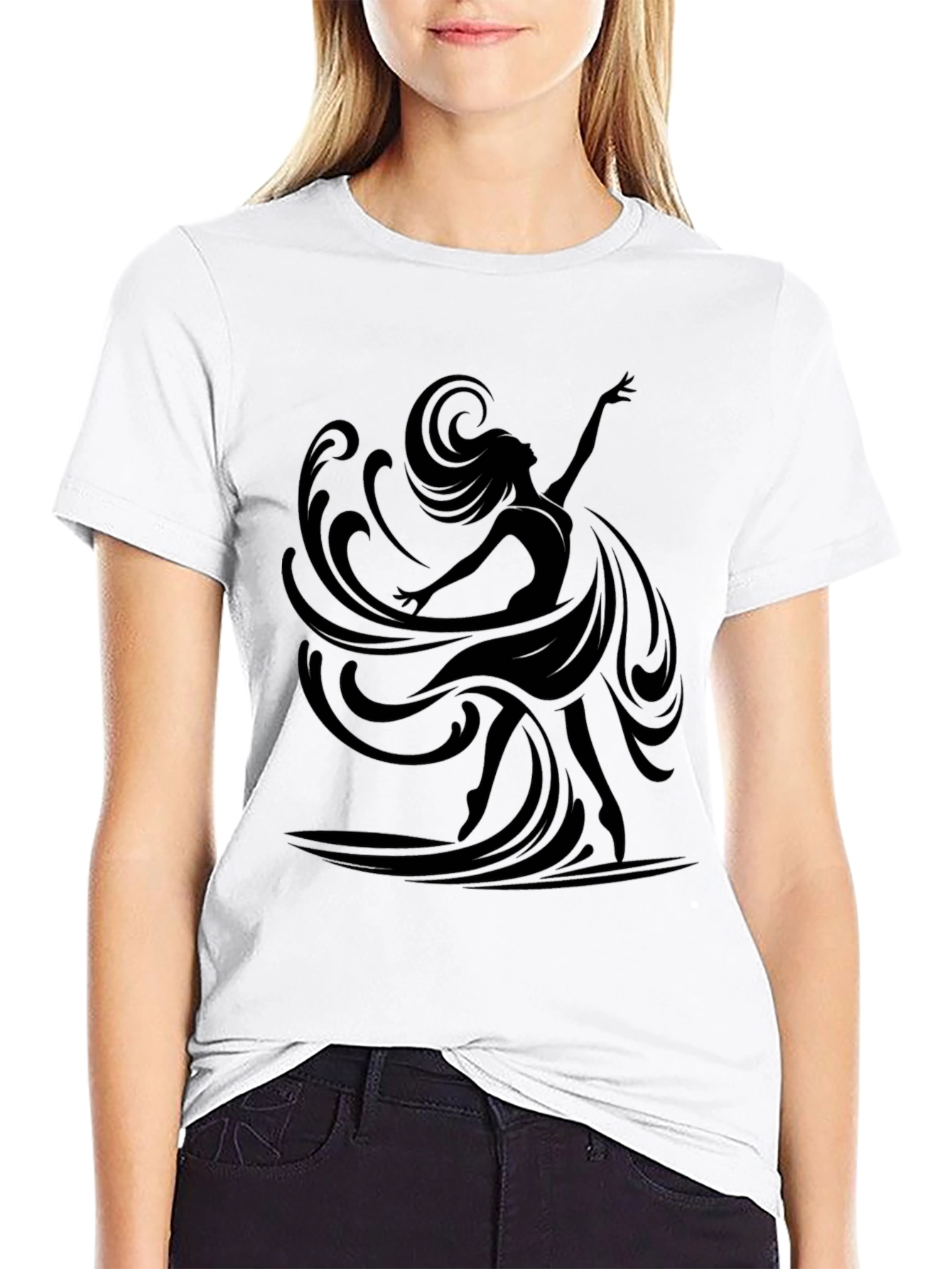 Elegant Dancer Graphic Black T-Shirt