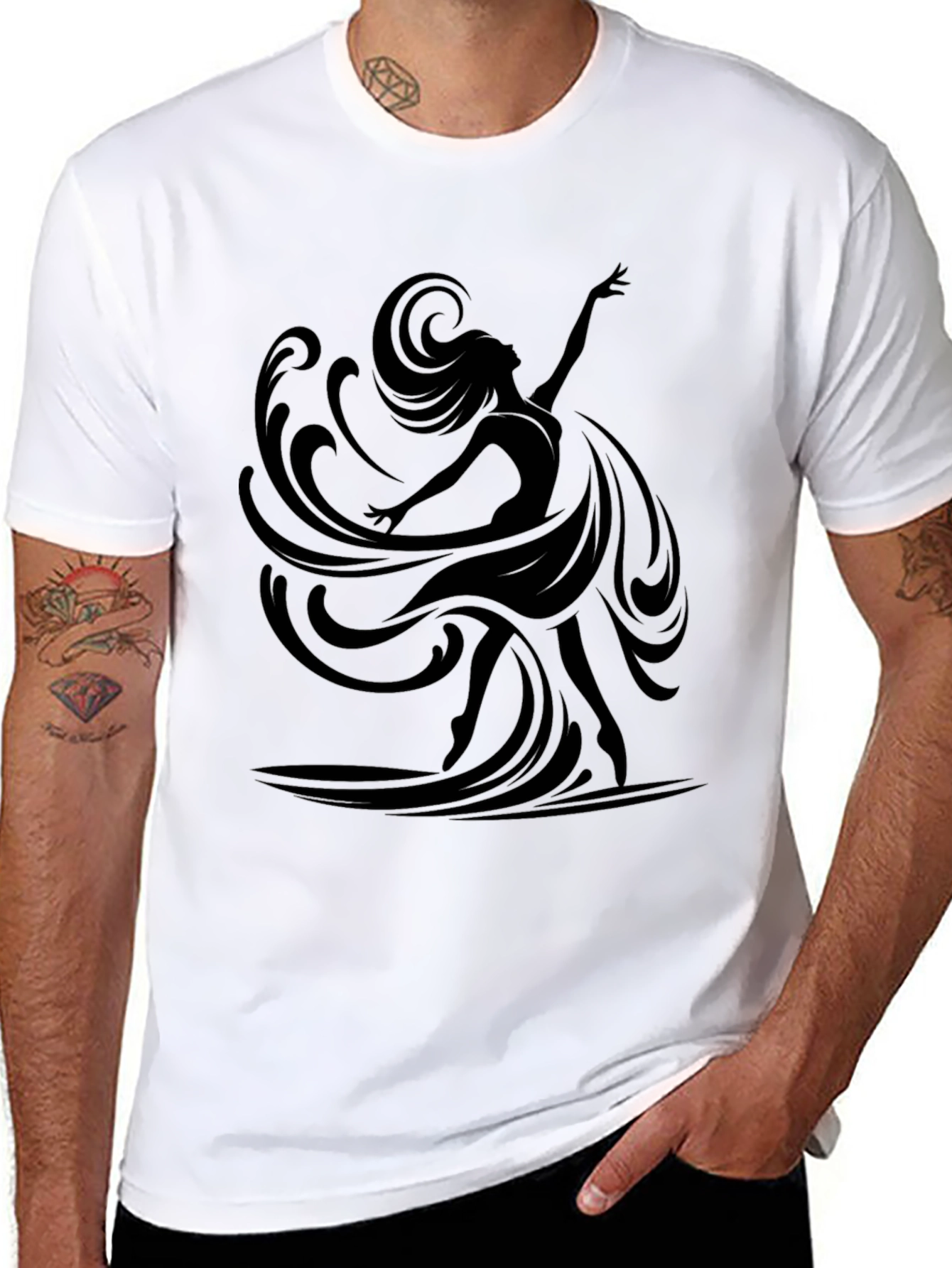 Elegant Dancer Graphic Black T-Shirt