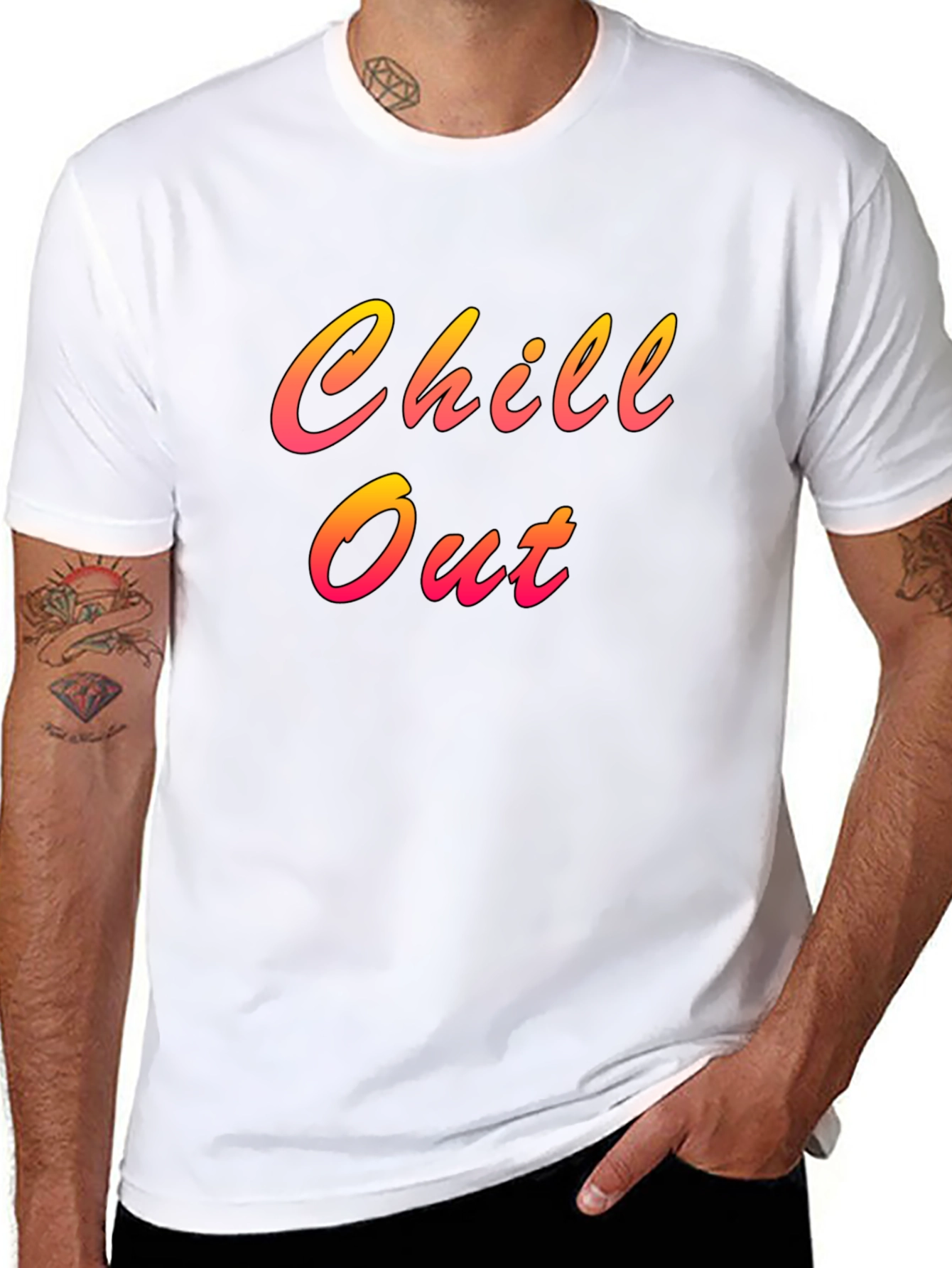 Chill Out Black T-Shirt with Gradient Lettering