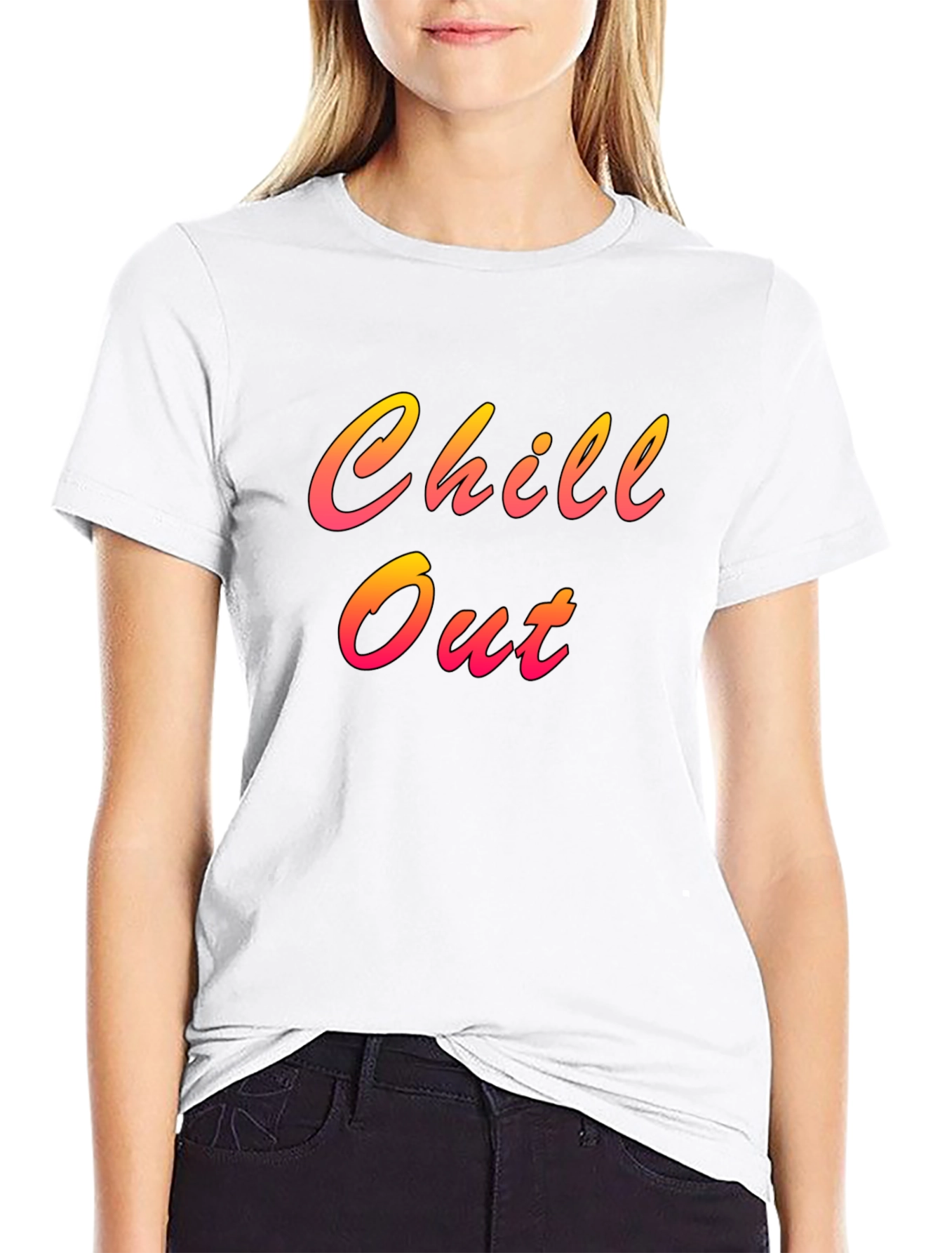Chill Out Black T-Shirt with Gradient Lettering