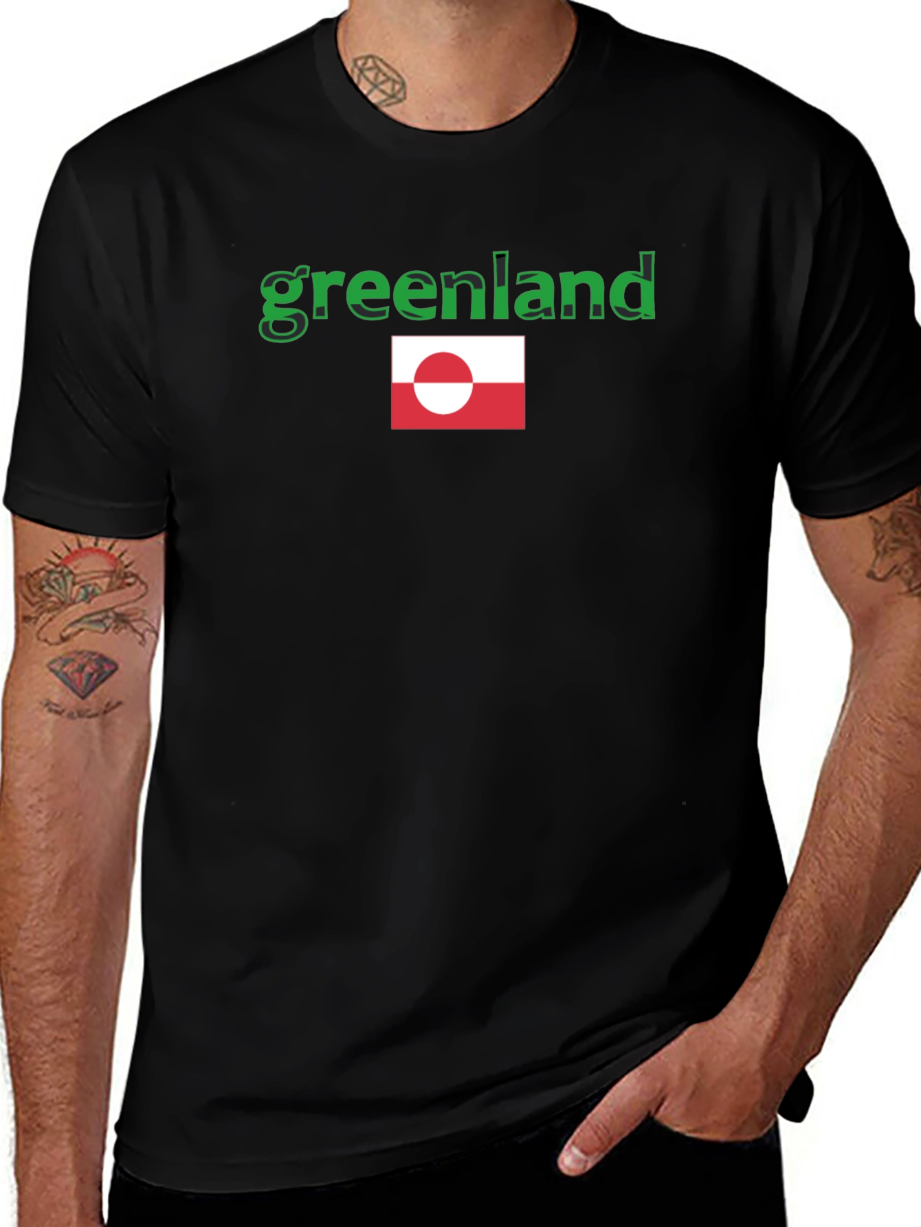 Greenland Flag Graphic Tee - Black T-Shirt