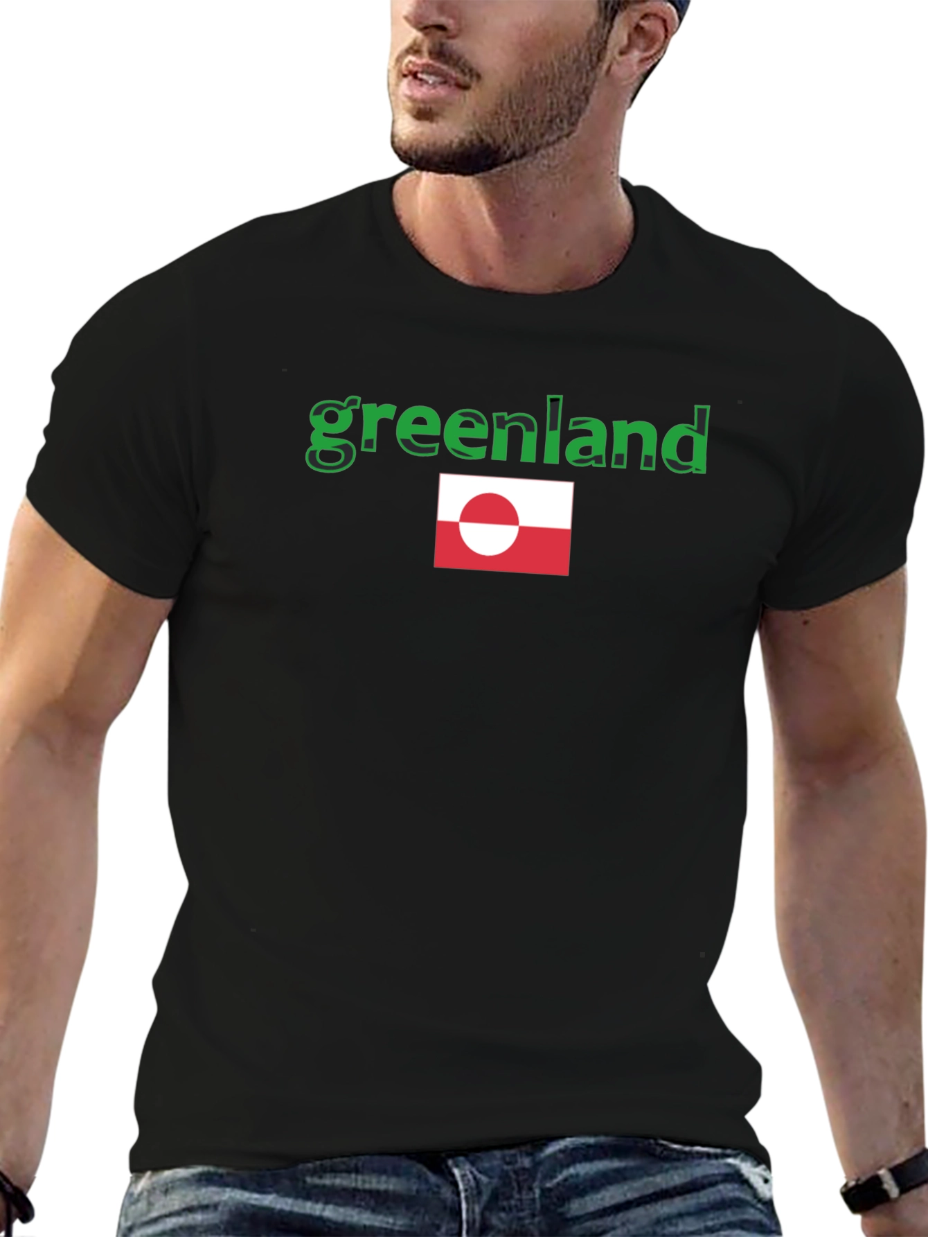 Greenland Flag Graphic Tee - Black T-Shirt