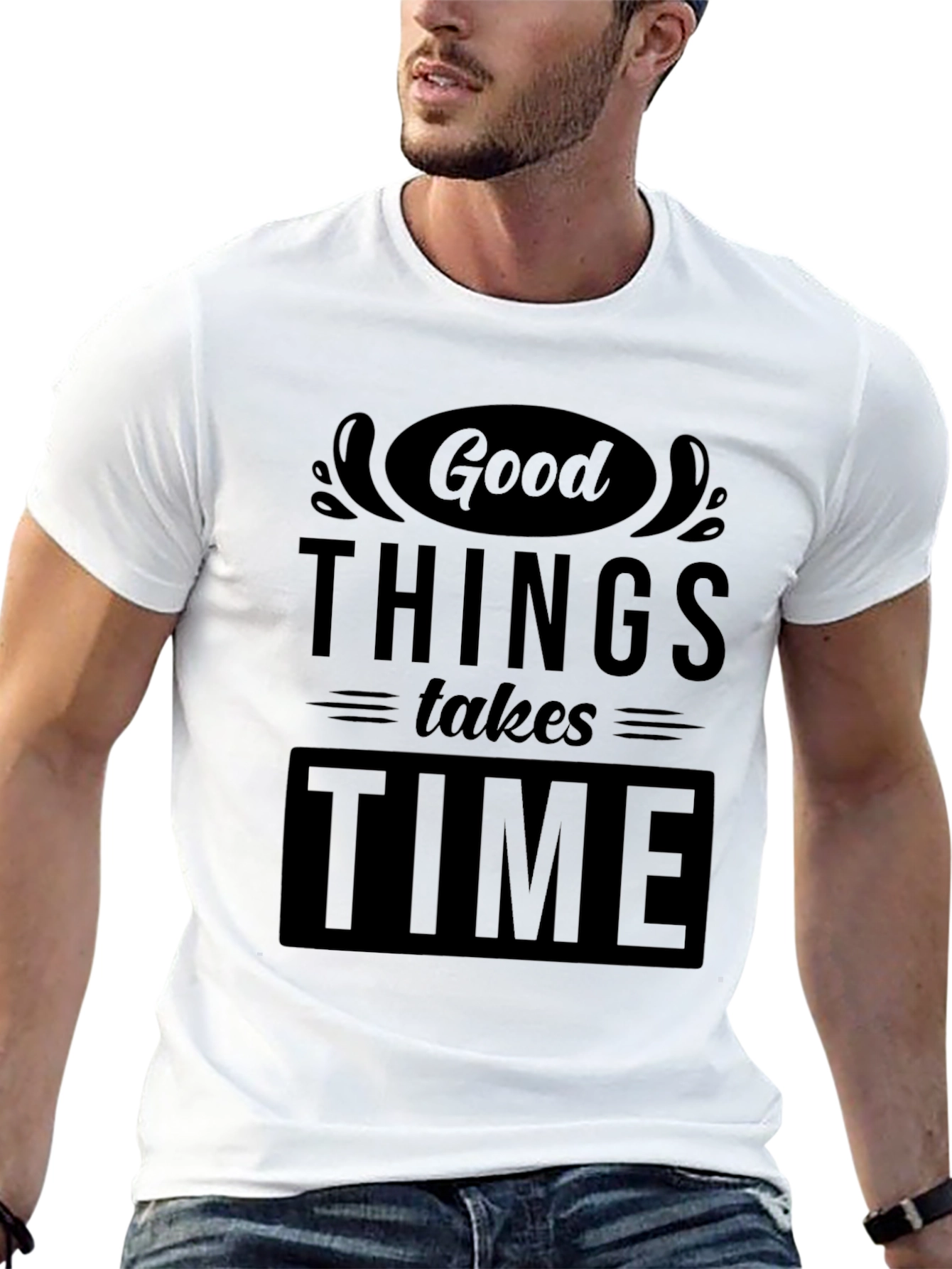 Good Things Take Time Black Graphic Tee