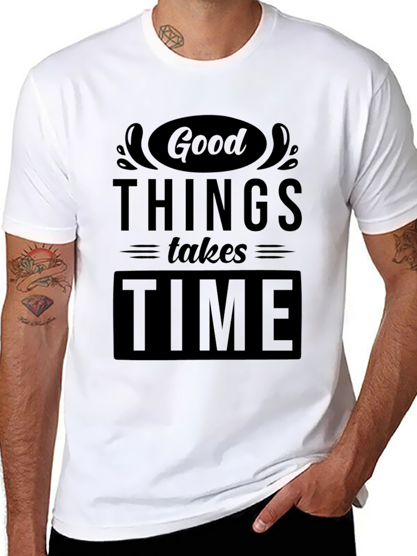 Good Things Take Time Black Graphic Tee