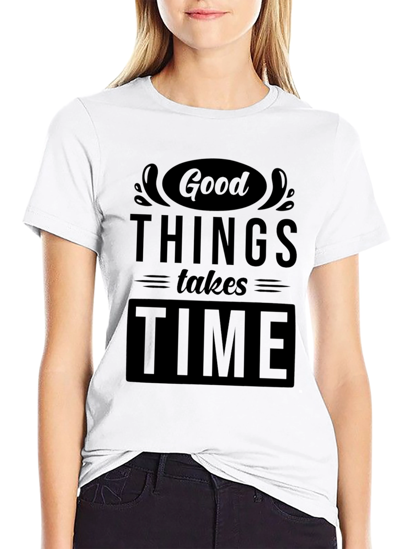 Good Things Take Time Black Graphic Tee