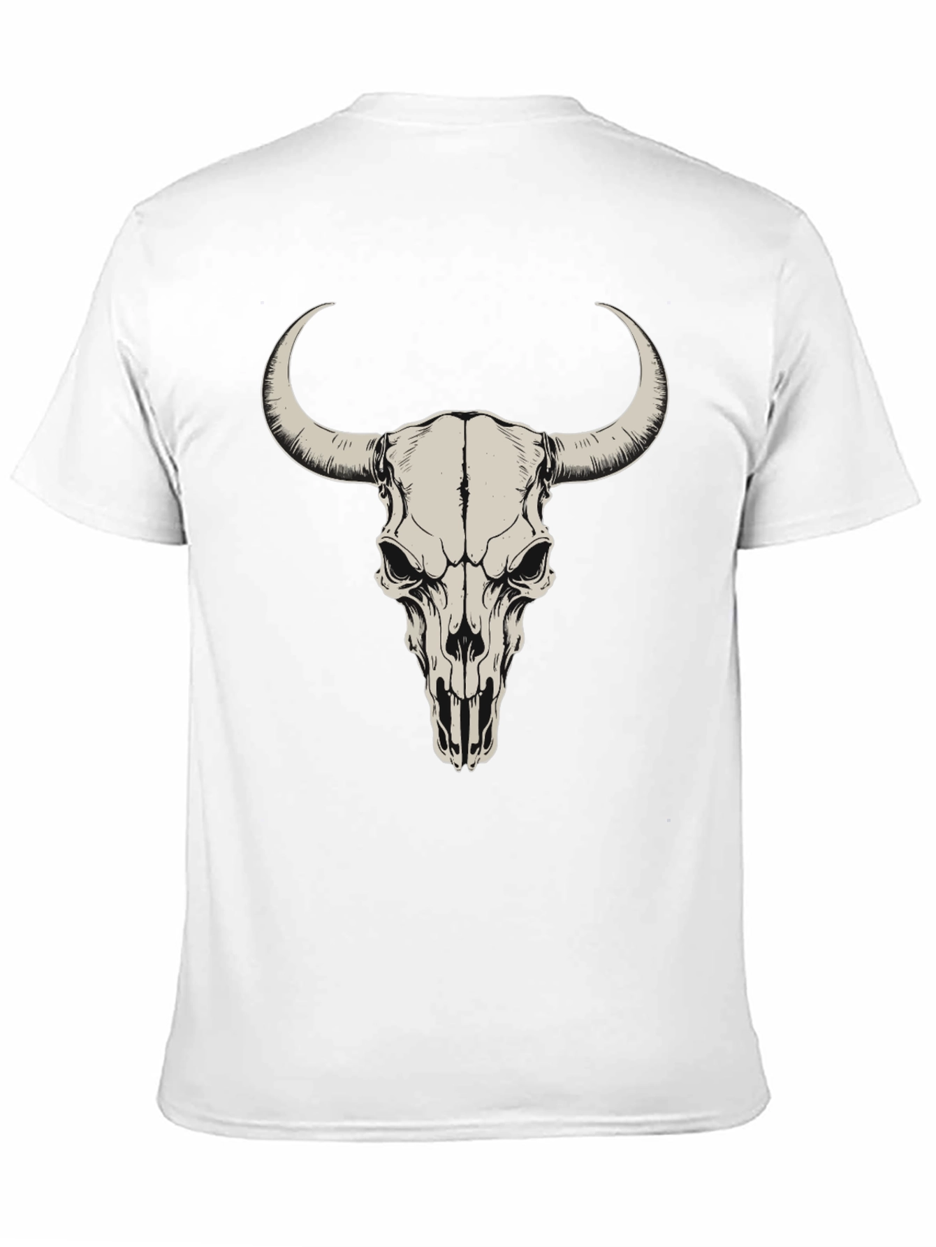 Bull Skull Graphic Tee - Black Cotton T-Shirt