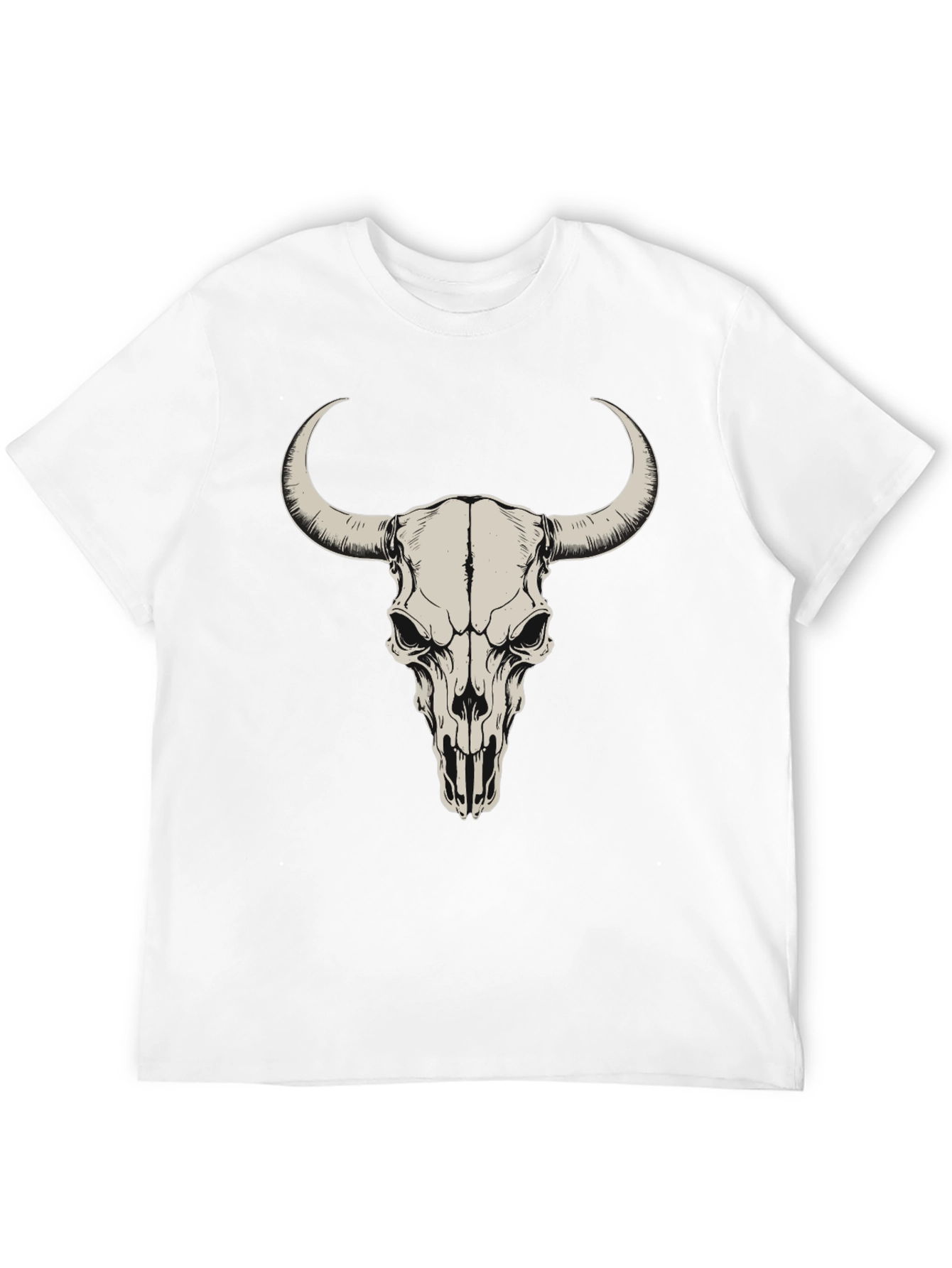 Bull Skull Graphic Tee - Black Cotton T-Shirt