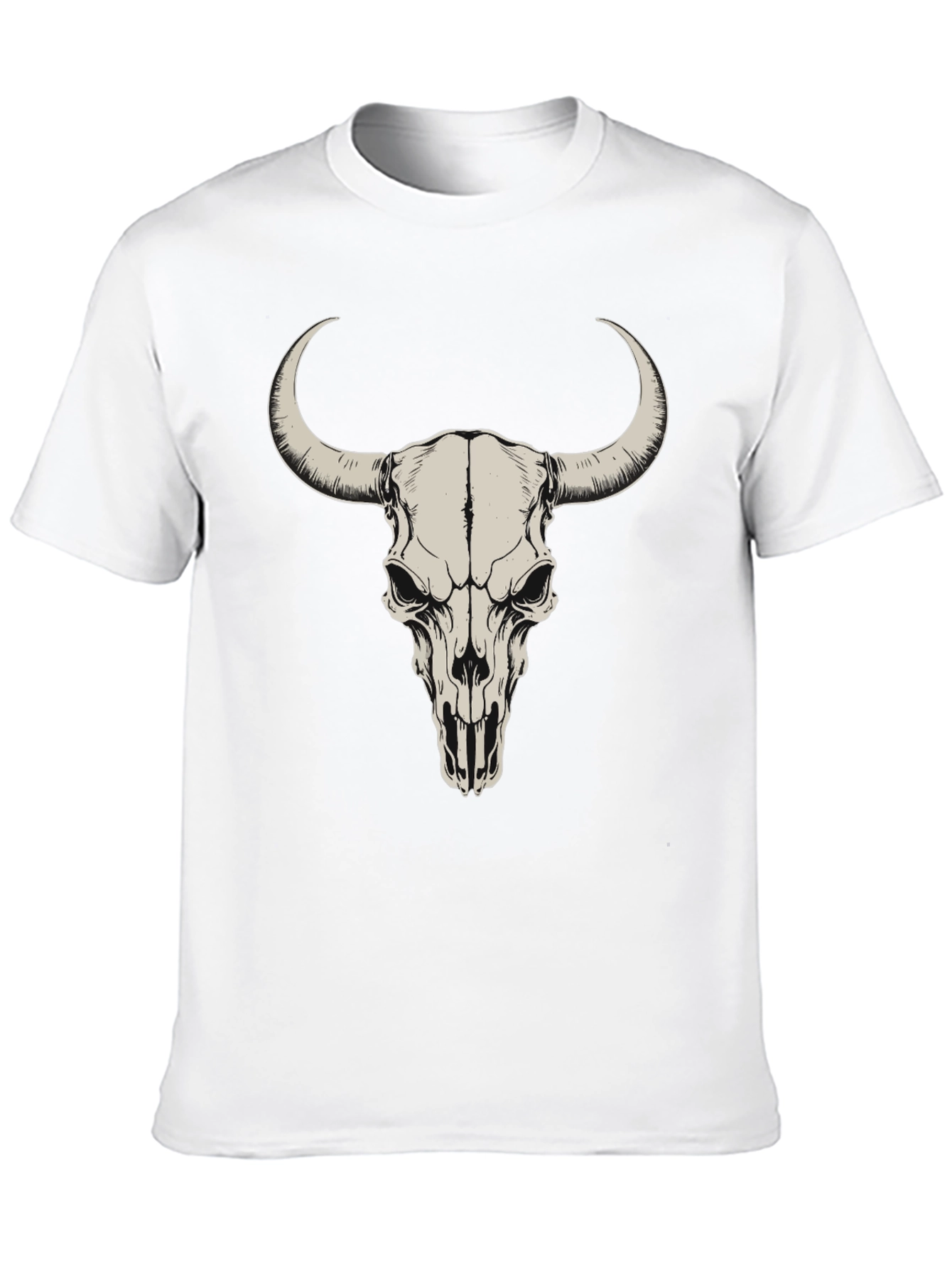 Bull Skull Graphic Tee - Black Cotton T-Shirt