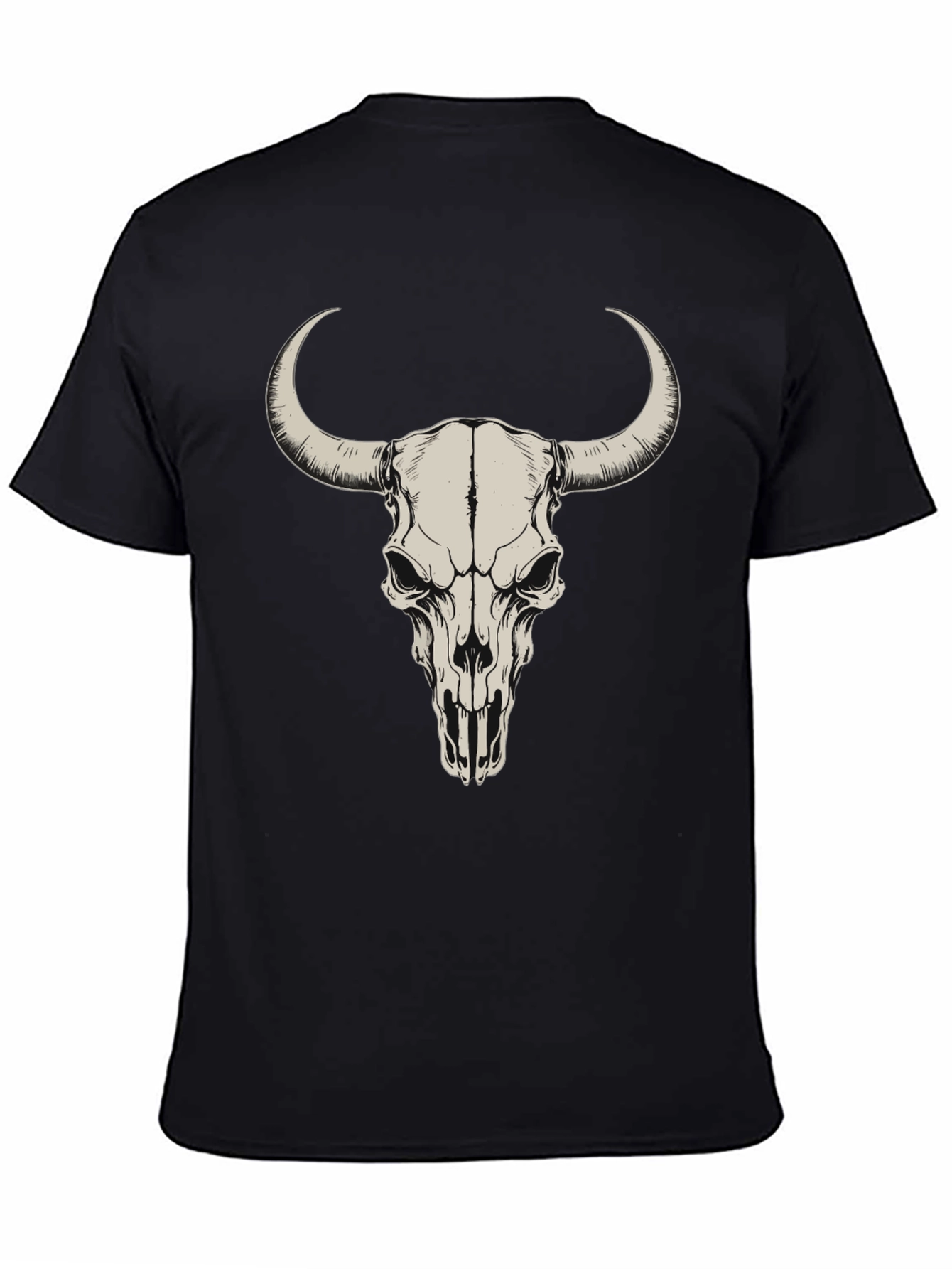Bull Skull Graphic Tee - Black Cotton T-Shirt