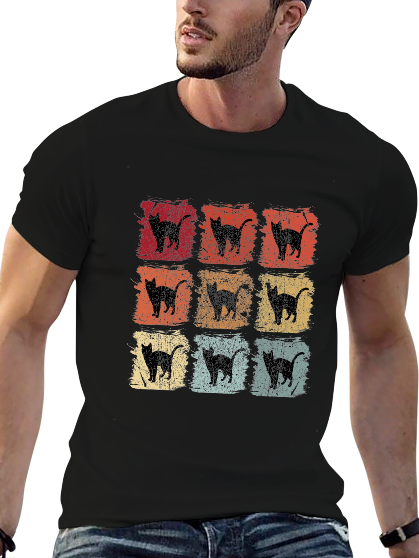 Retro Cat Silhouette Graphic Tee