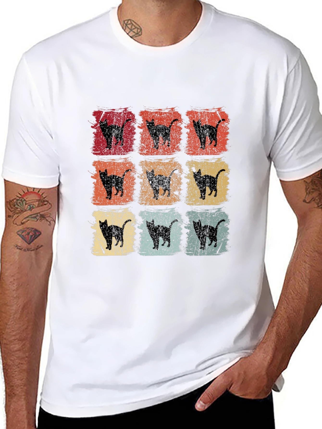 Retro Cat Silhouette Graphic Tee