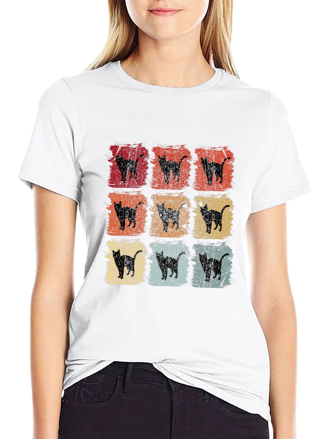 Retro Cat Silhouette Graphic Tee