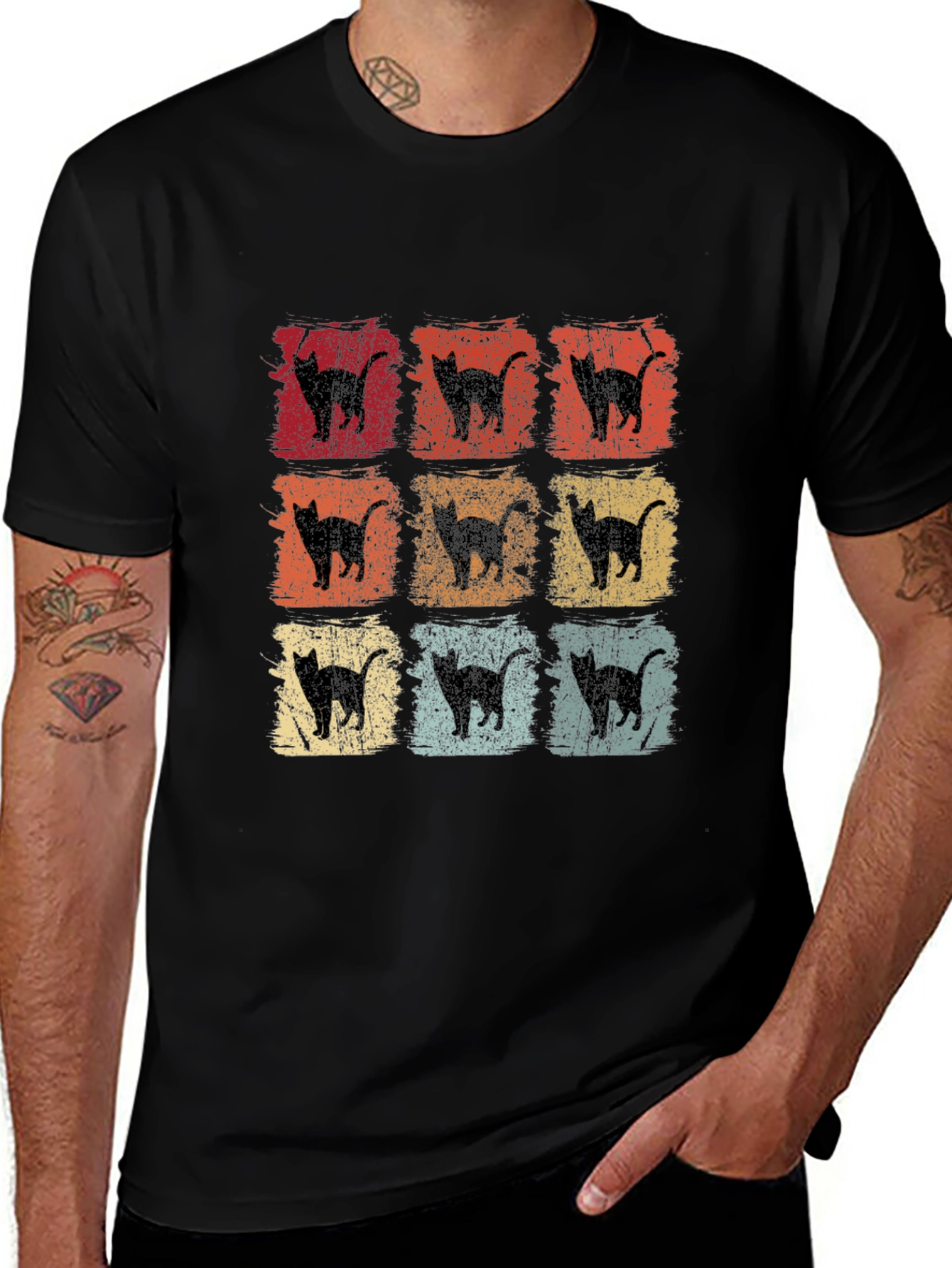 Retro Cat Silhouette Graphic Tee