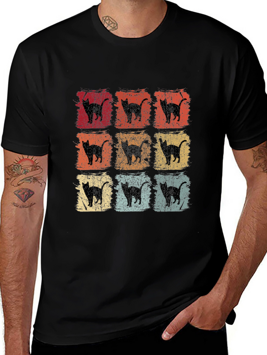 Retro Cat Silhouette Graphic Tee
