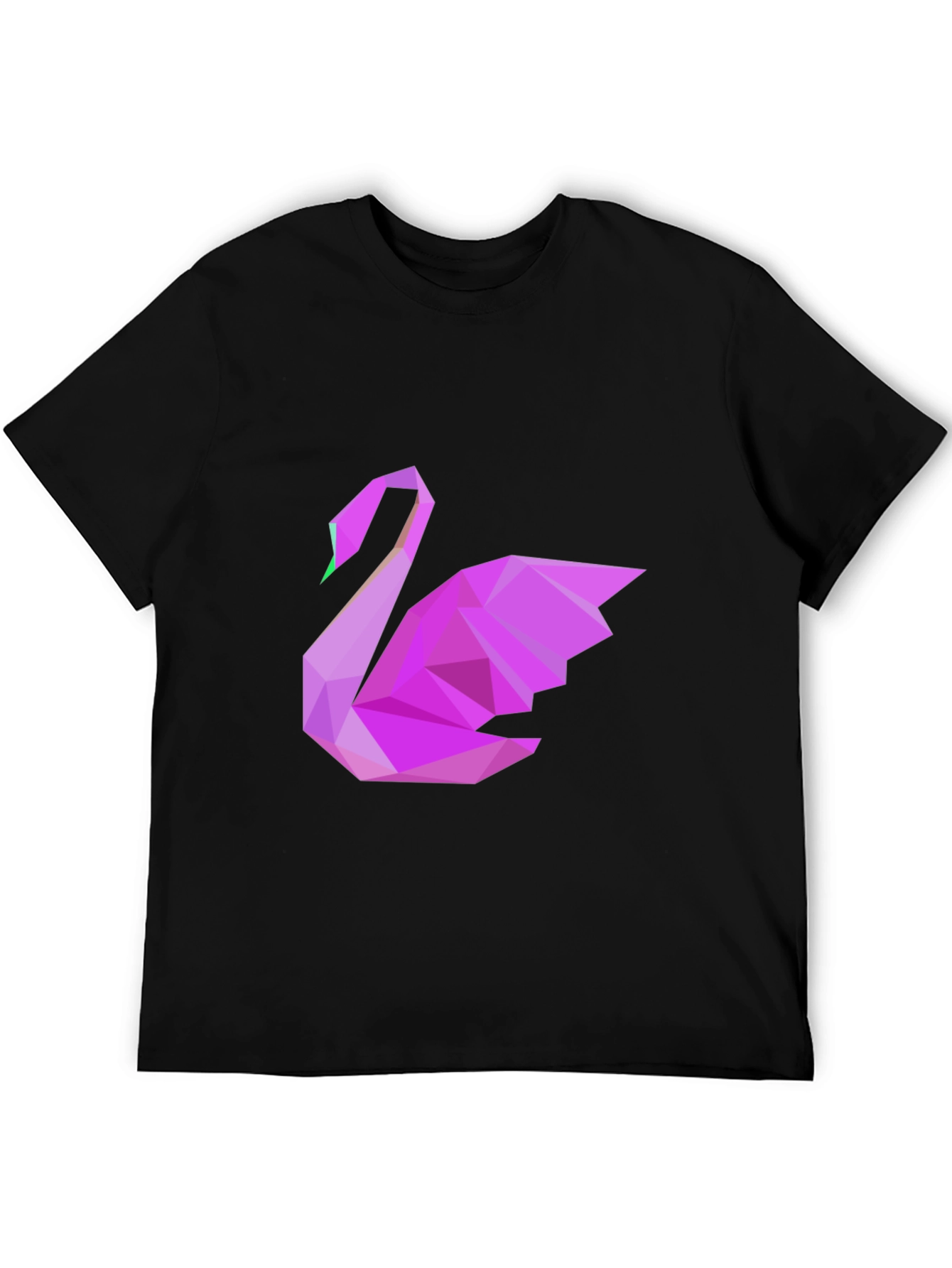 Geometric Swan Graphic Tee - Black