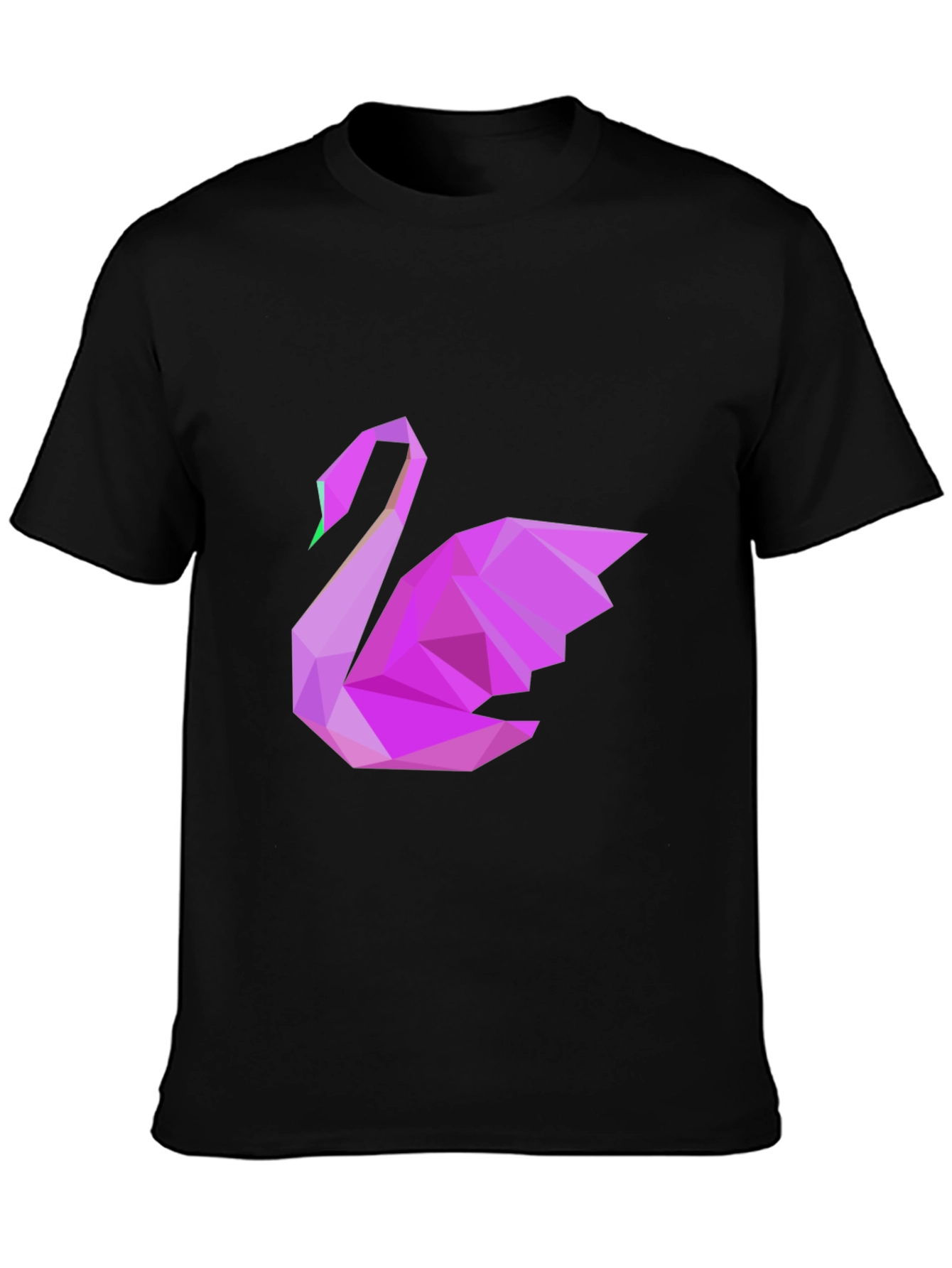 Geometric Swan Graphic Tee - Black