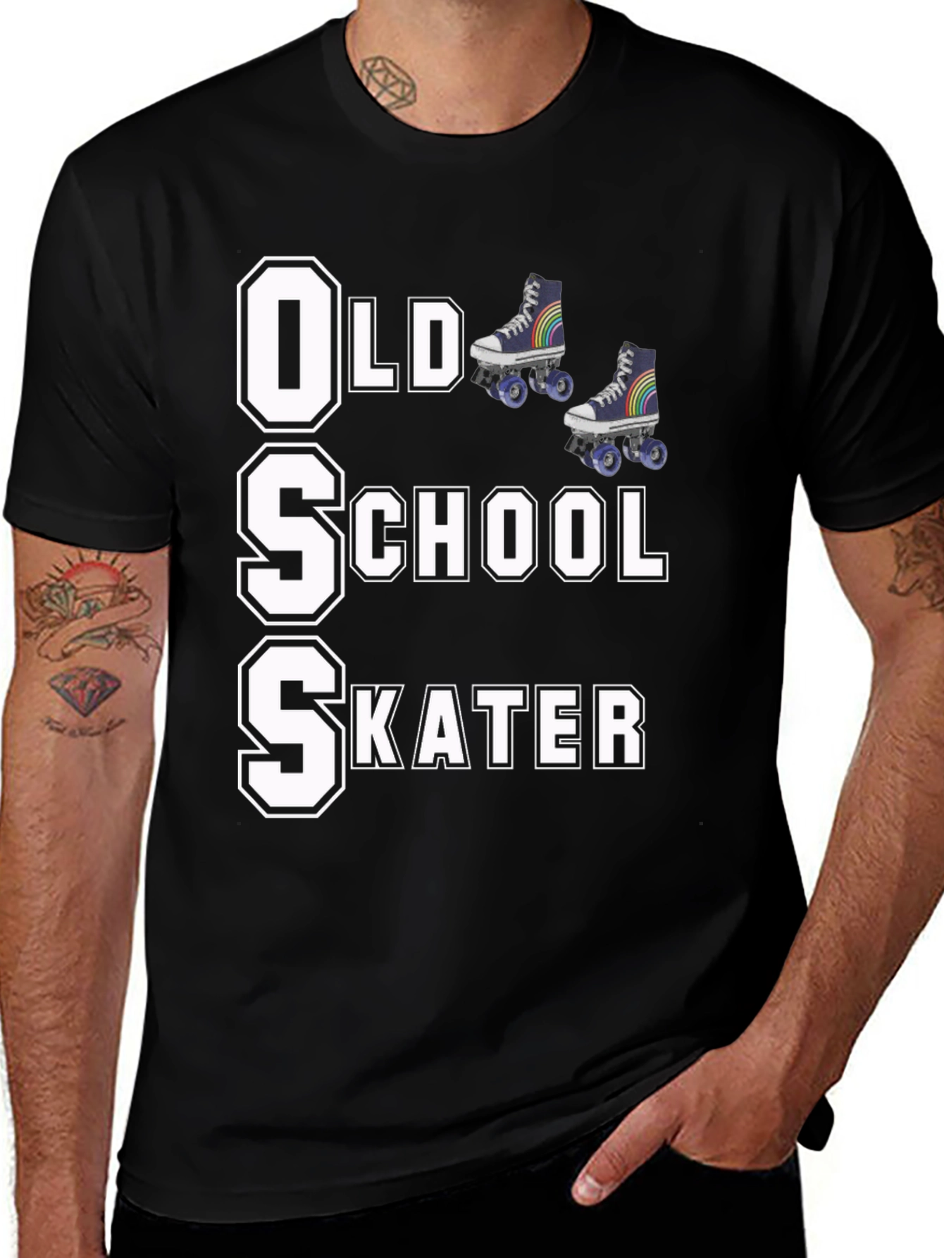 Old School Skater T-Shirt Retro Roller Skate Tee