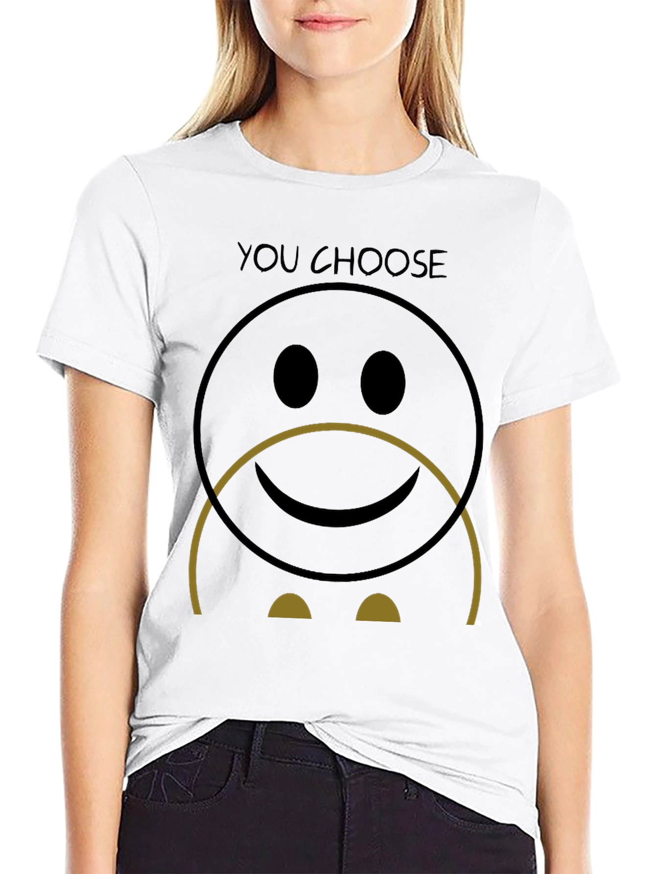 You Choose Black Graphic T-Shirt - Smiley Face Design