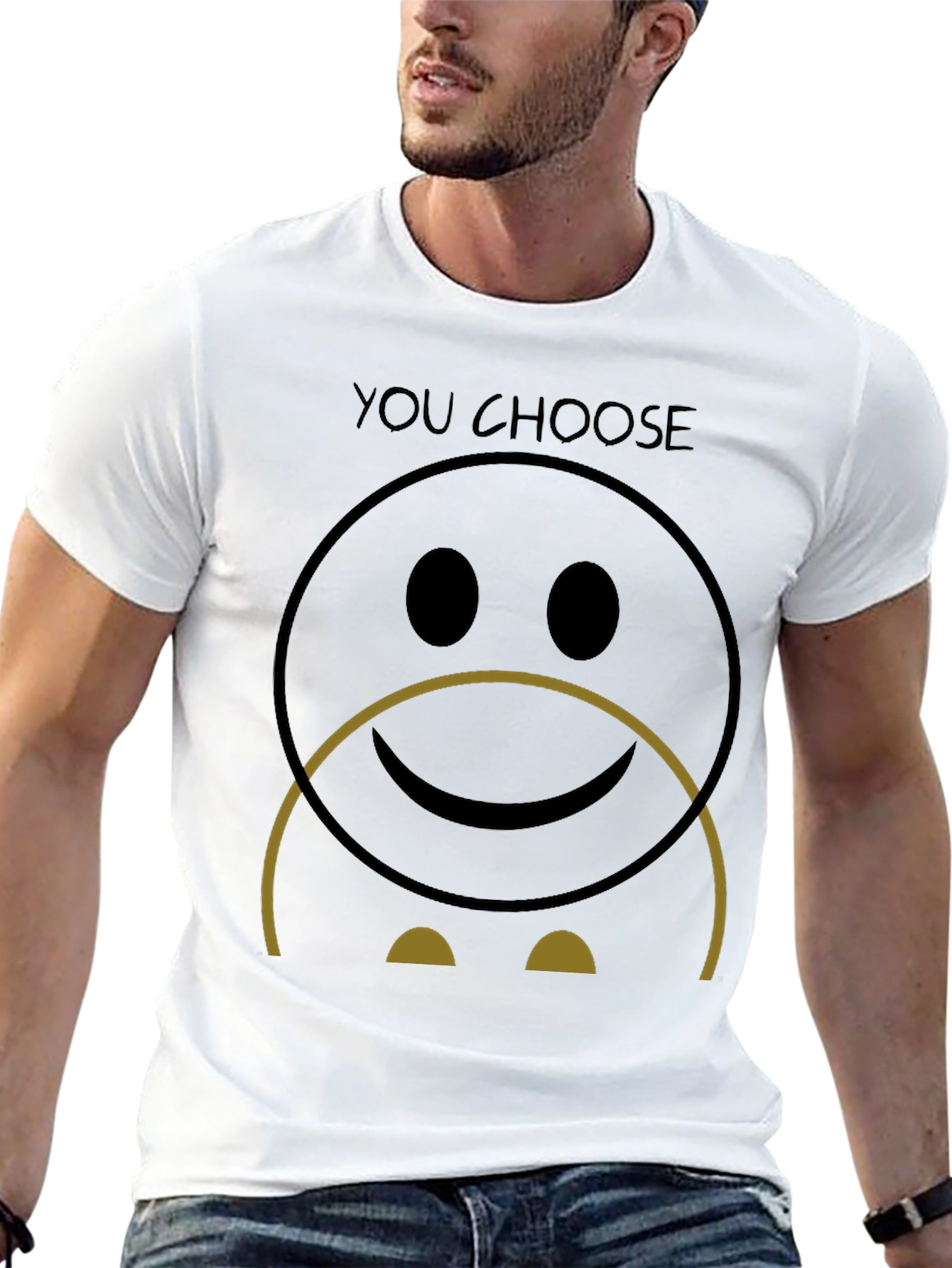 You Choose Black Graphic T-Shirt - Smiley Face Design
