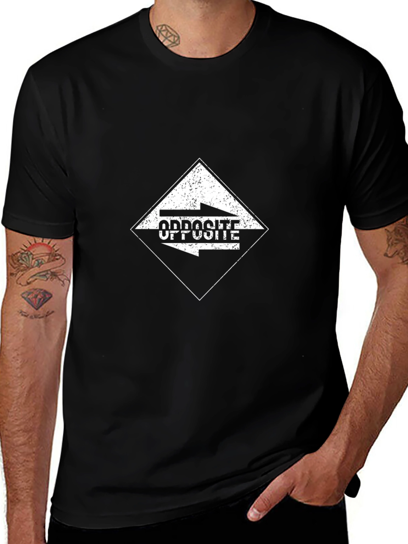 Opposite Arrow Black Graphic Tee