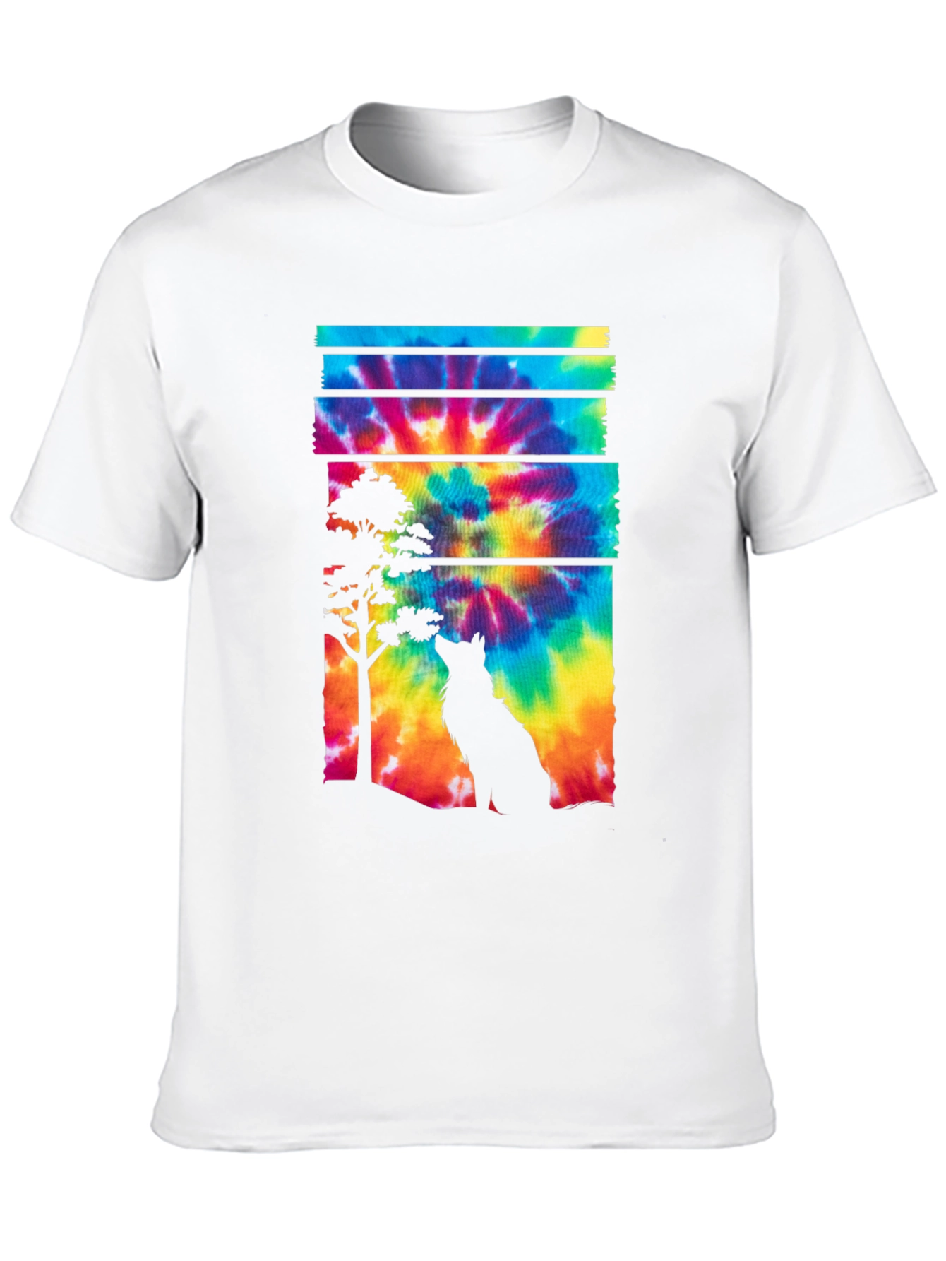 Wolf Tie Dye Graphic Tee - Black