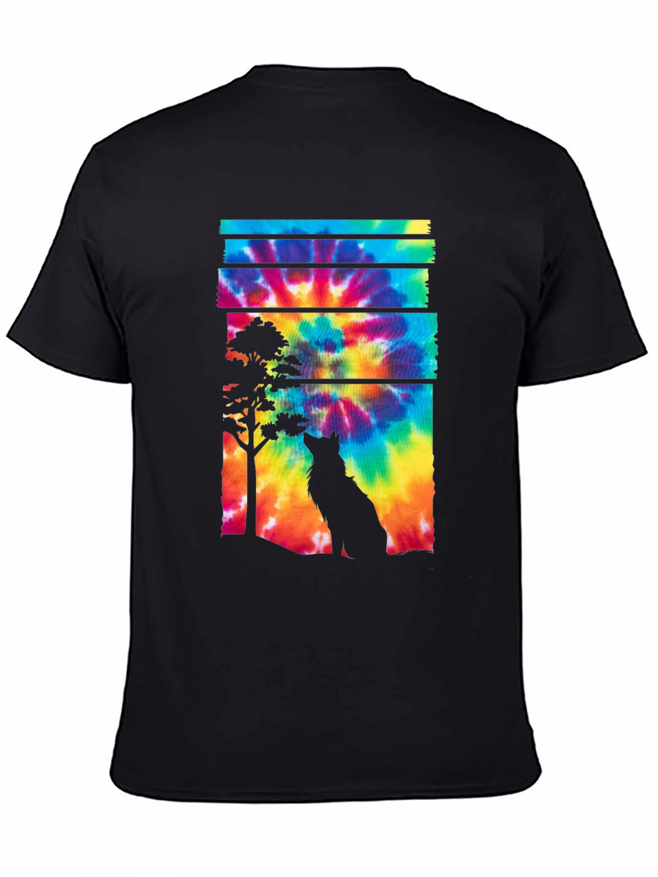 Wolf Tie Dye Graphic Tee - Black