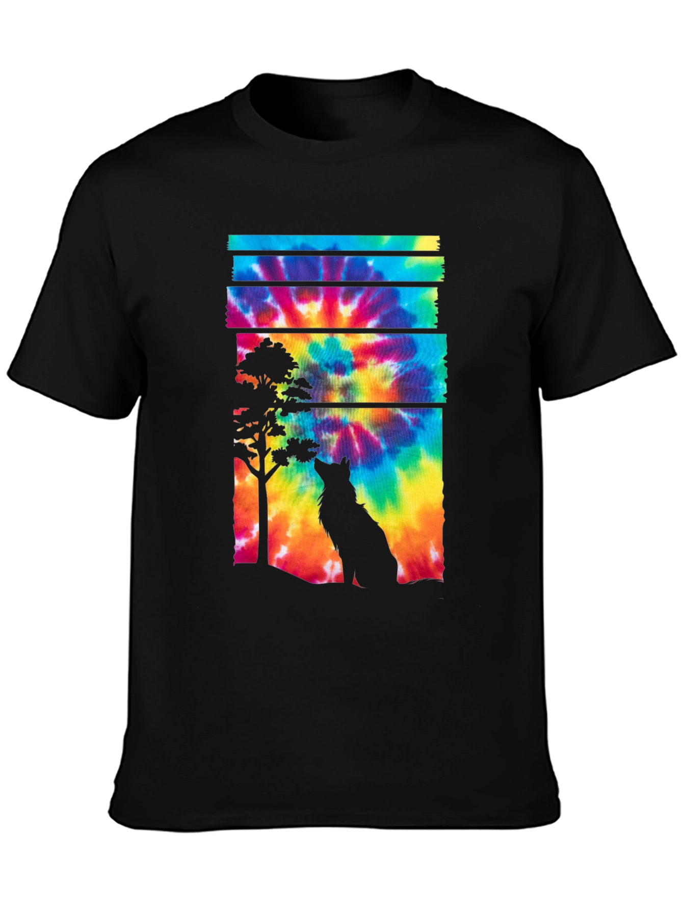 Wolf Tie Dye Graphic Tee - Black