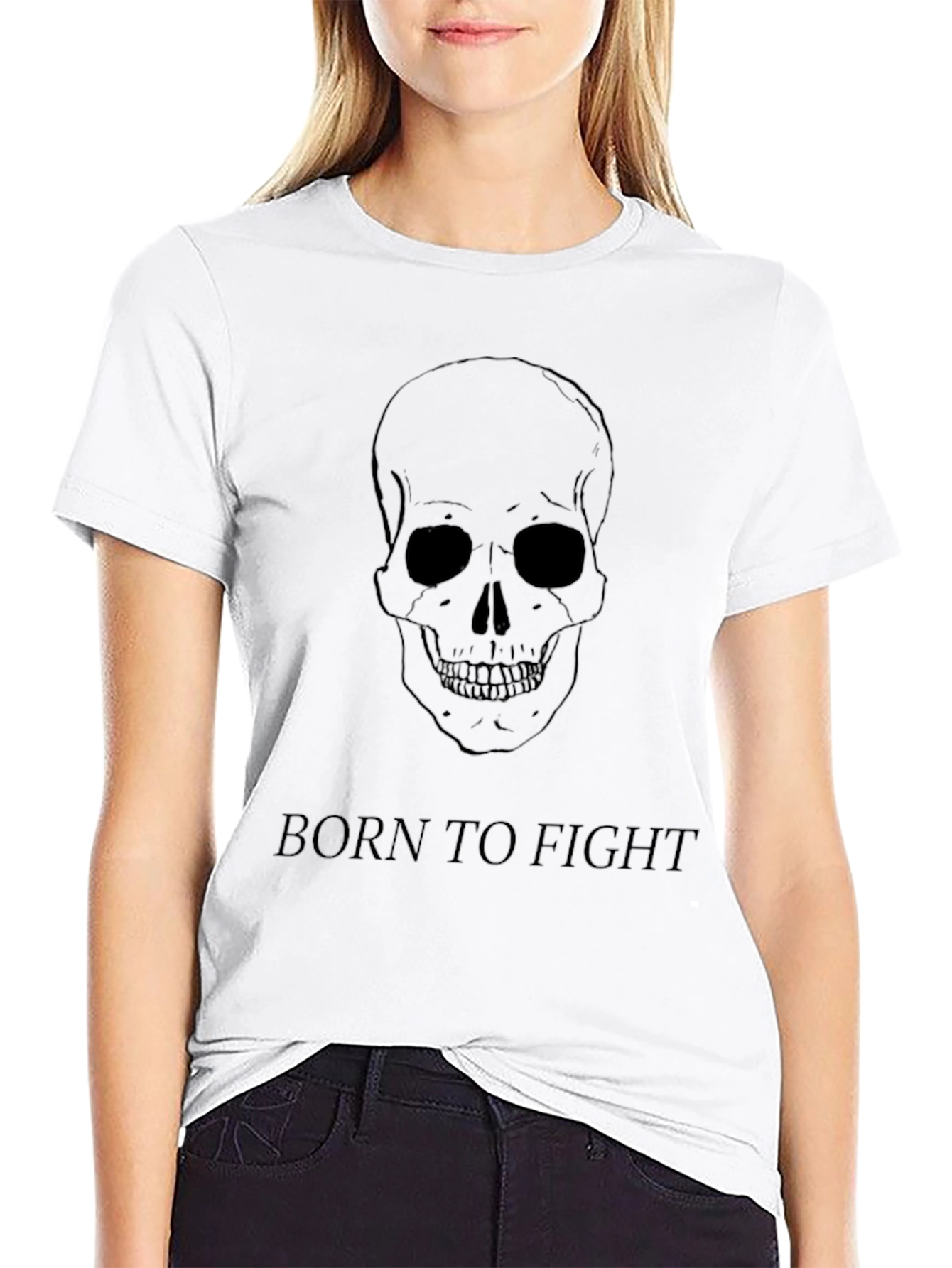 Skull Born to Fight Black Graphic Tee