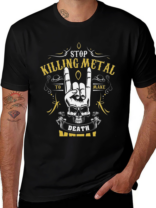 Stop Killing Metal T-Shirt - Death Metal Skull Design