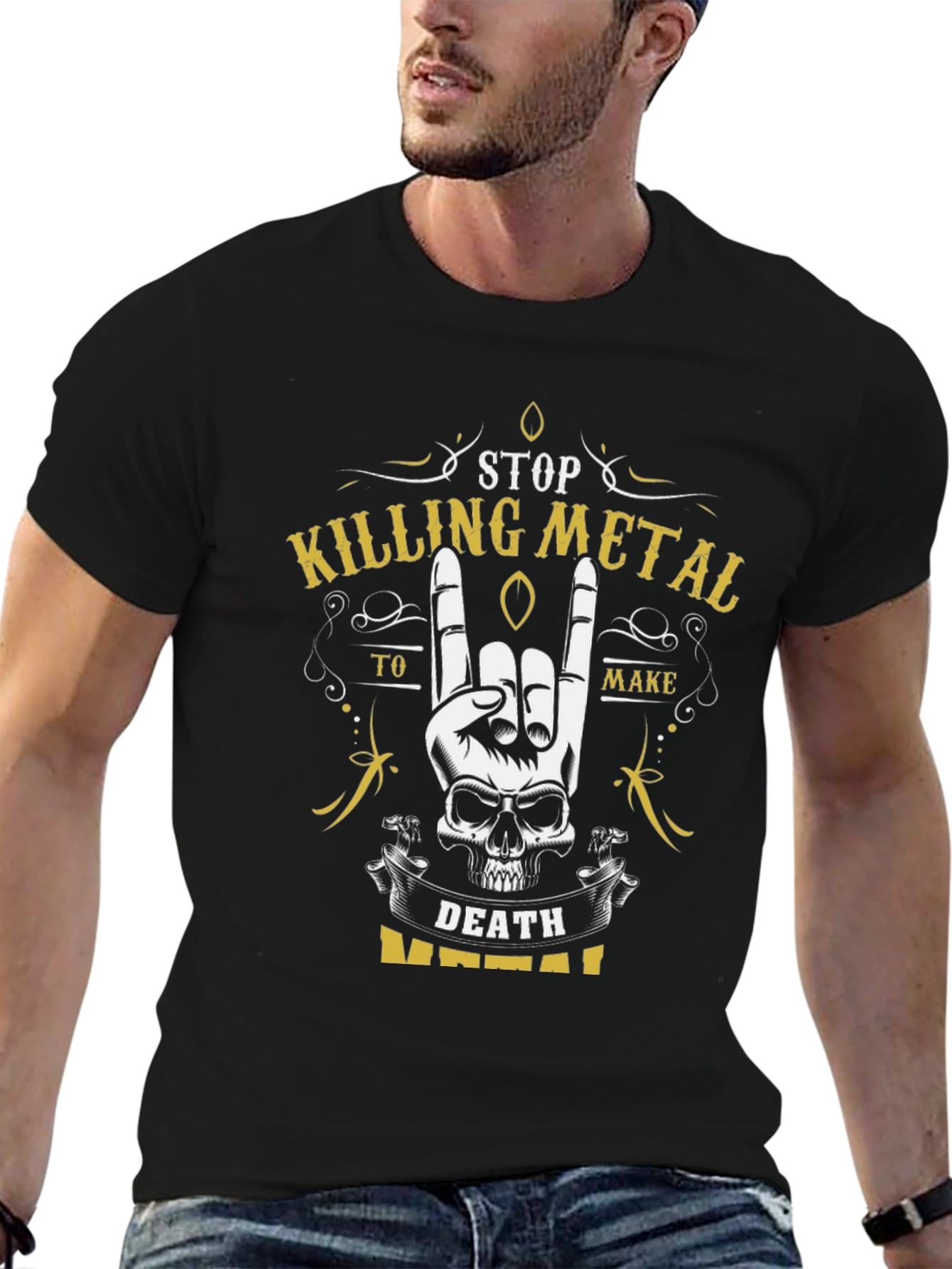 Stop Killing Metal T-Shirt - Death Metal Skull Design