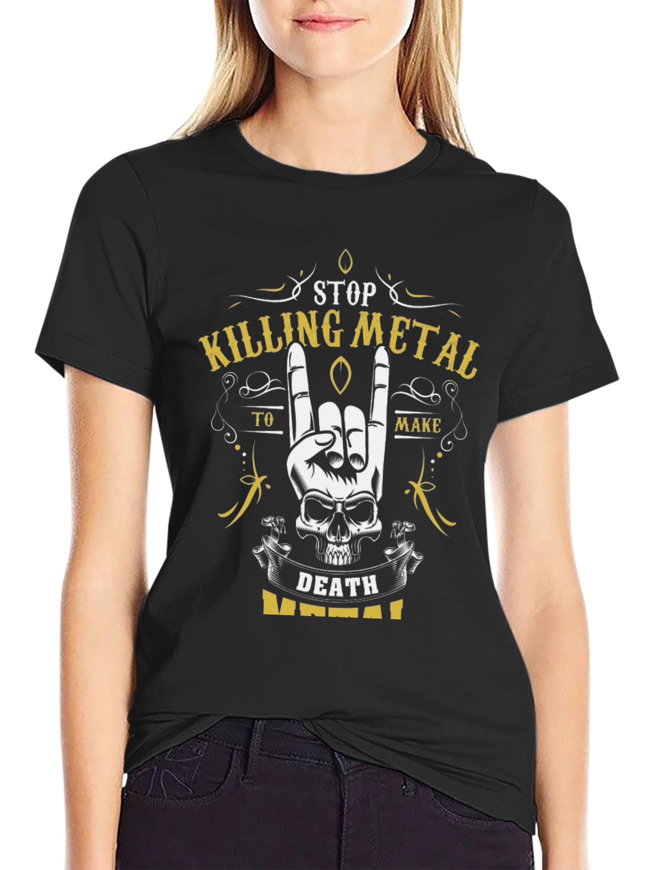 Stop Killing Metal T-Shirt - Death Metal Skull Design