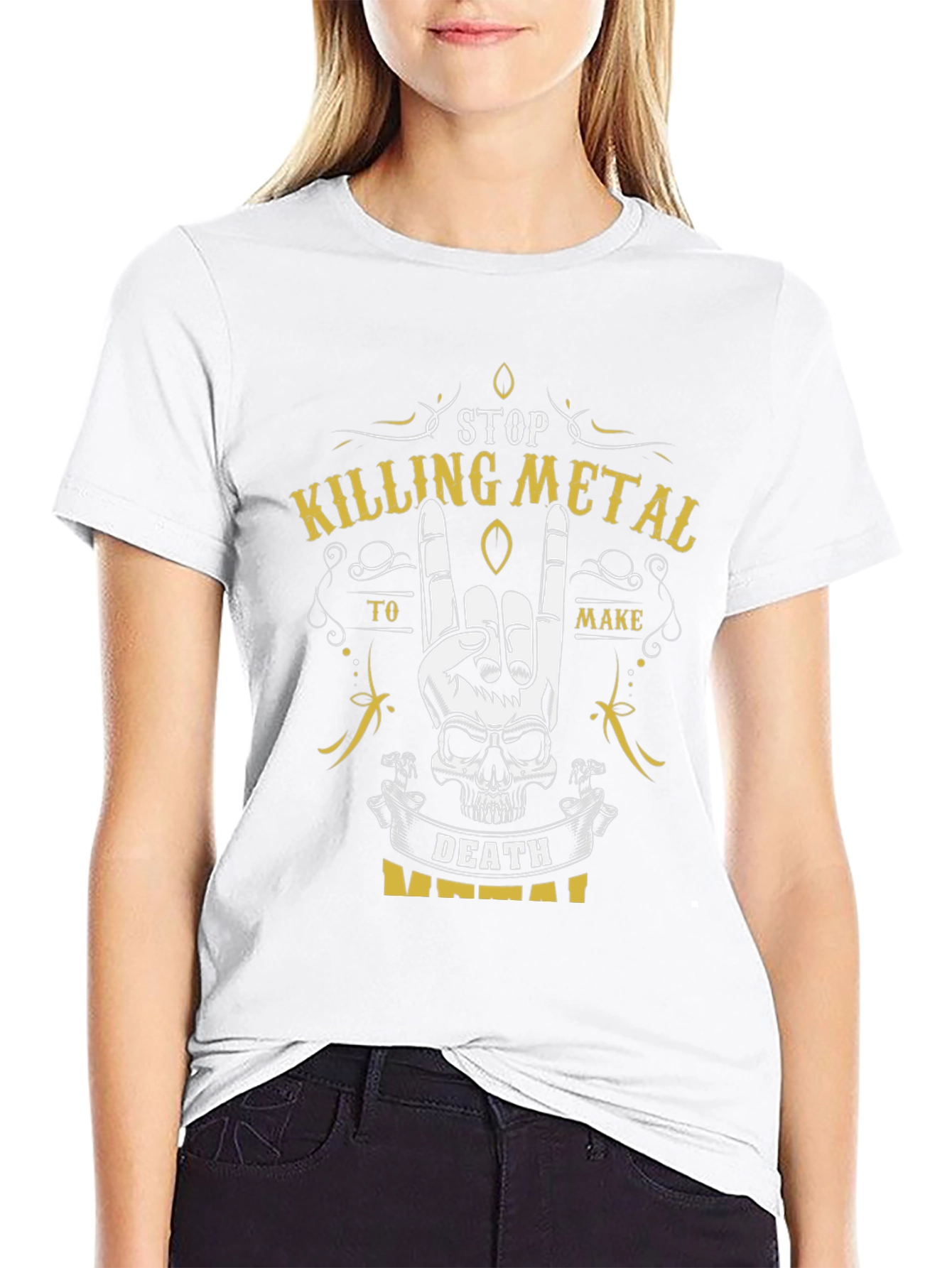 Stop Killing Metal T-Shirt - Death Metal Skull Design