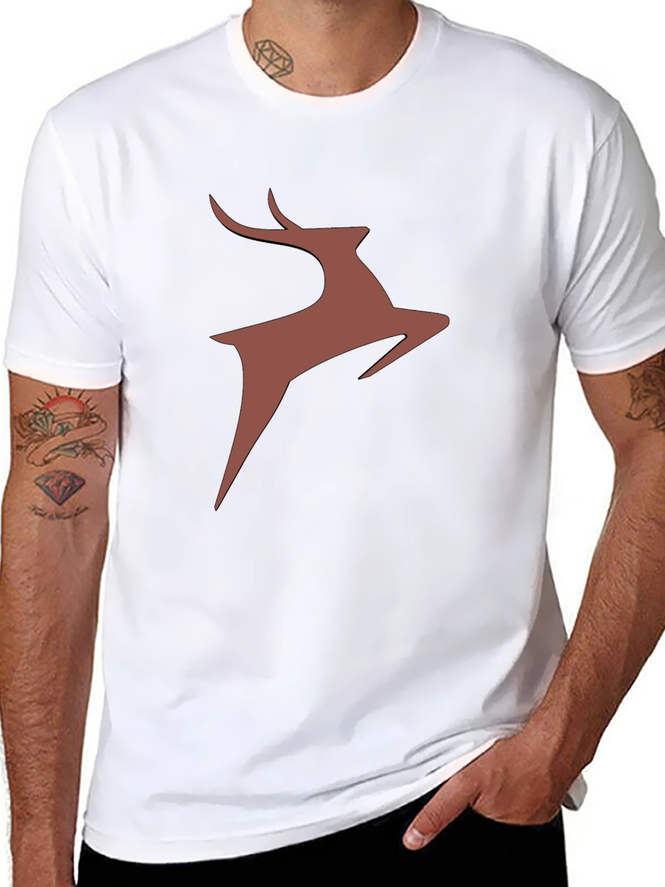 Stylish Deer Graphic Tee - Black Cotton Blend