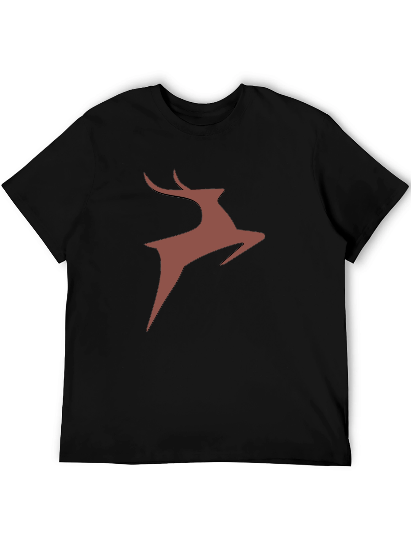 Stylish Deer Graphic Tee - Black Cotton Blend