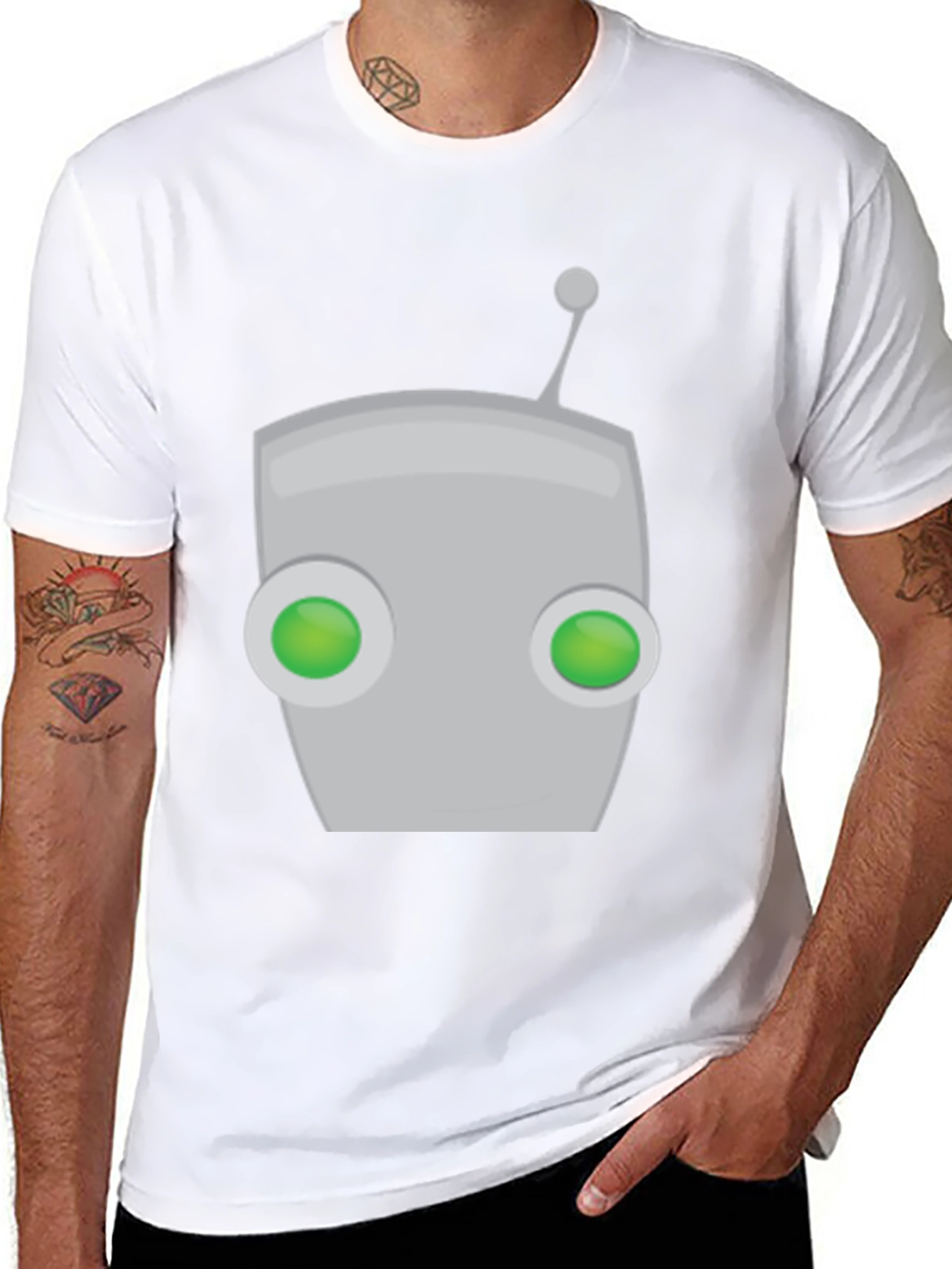 Mens Black Gir Robot Graphic Tee