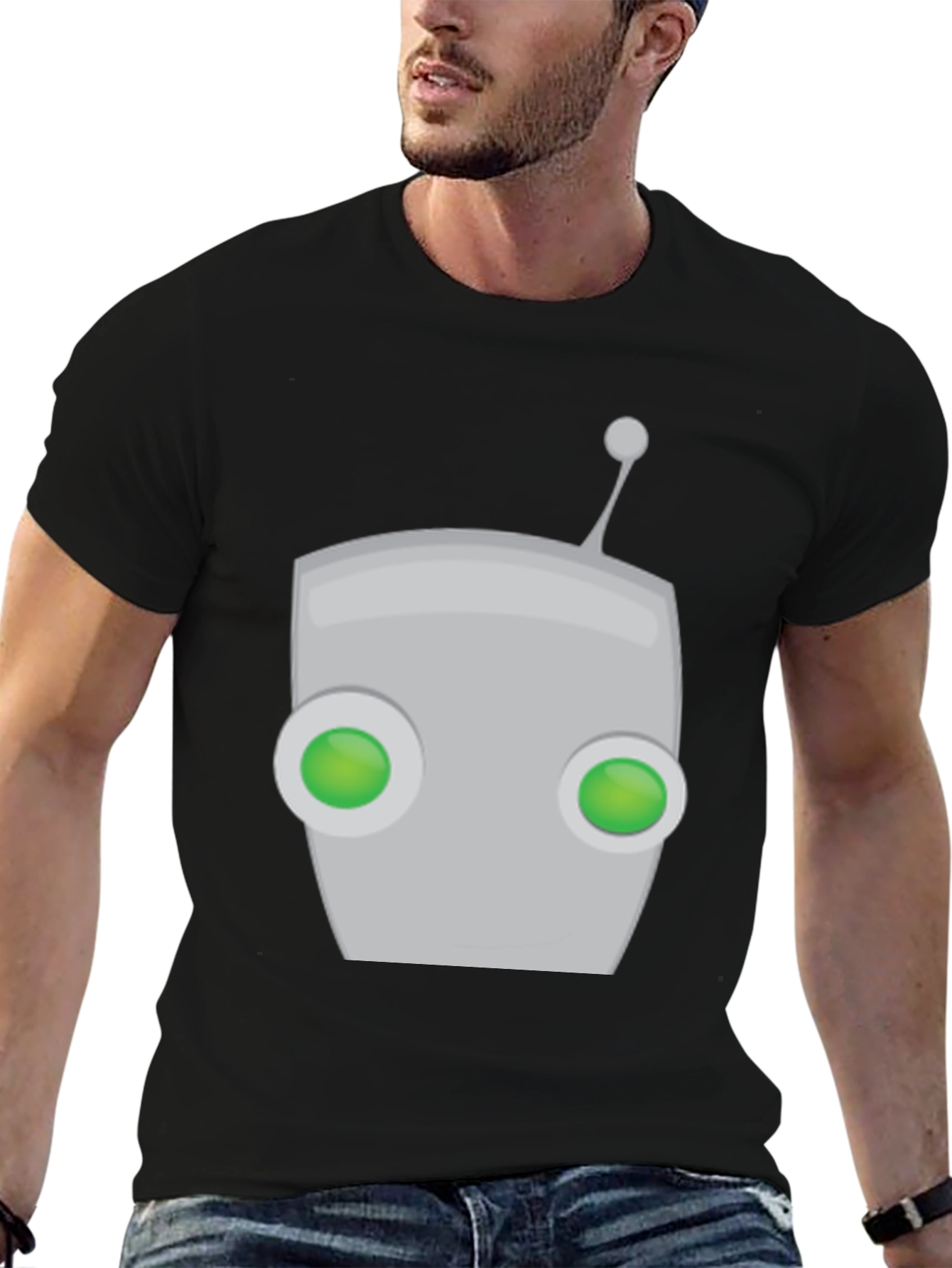Mens Black Gir Robot Graphic Tee
