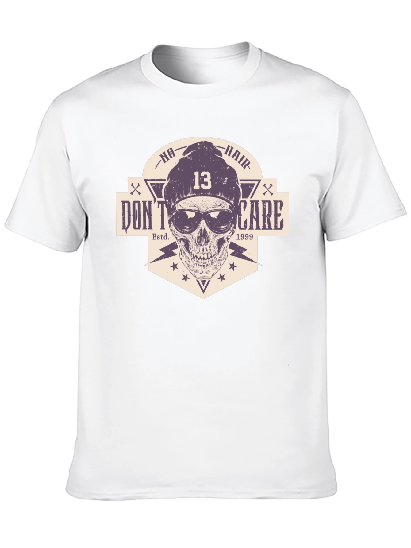 Skull Graphic Tee - No Hair Dont Care T-Shirt