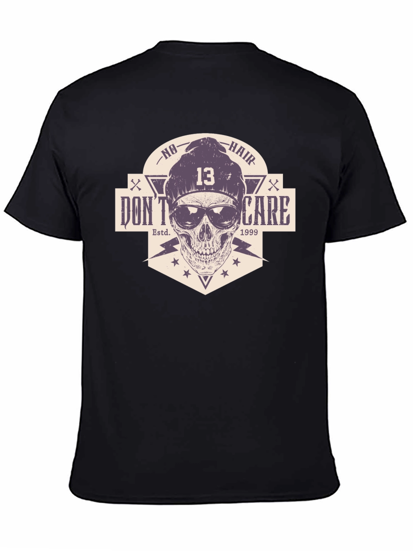 Skull Graphic Tee - No Hair Dont Care T-Shirt