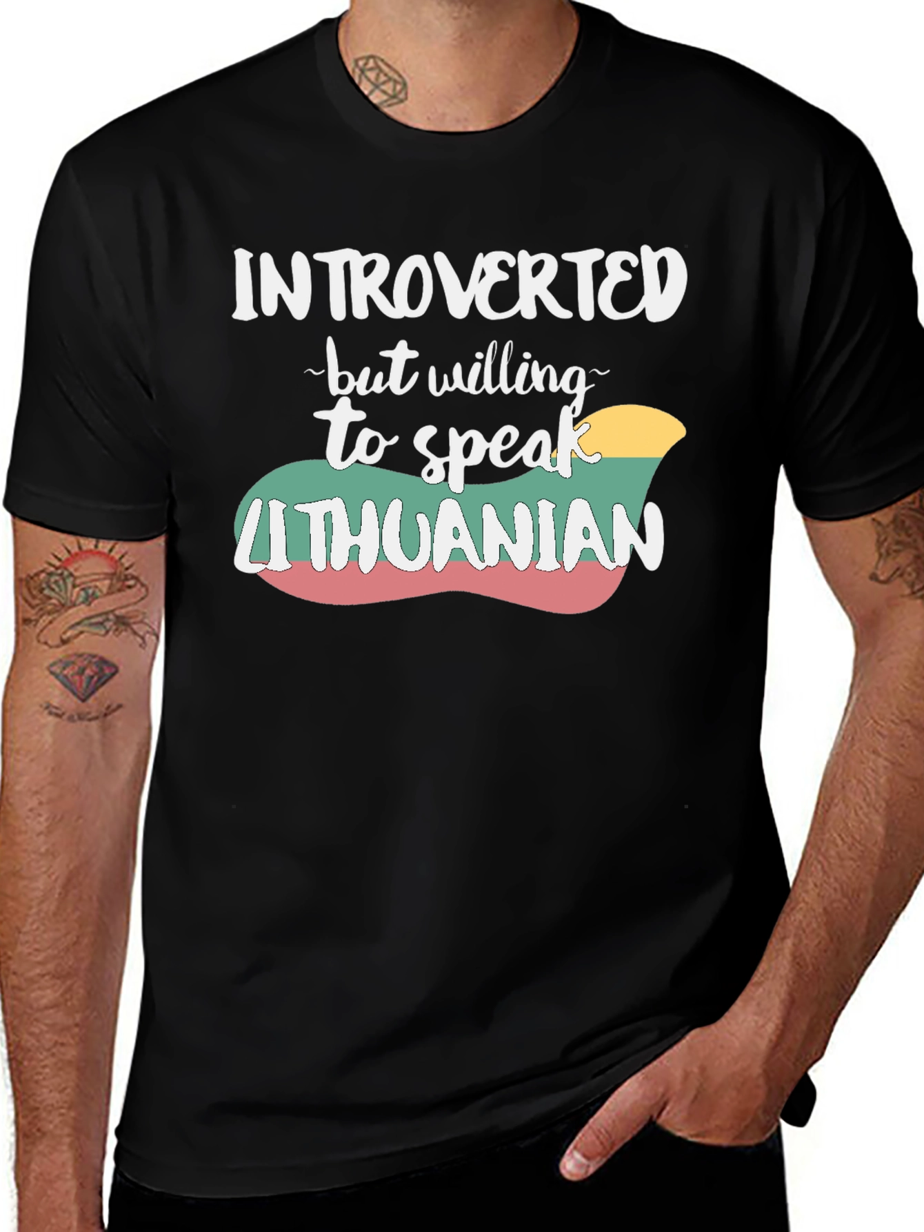 Introverted Lithuanian T-Shirt - Black Cotton Tee
