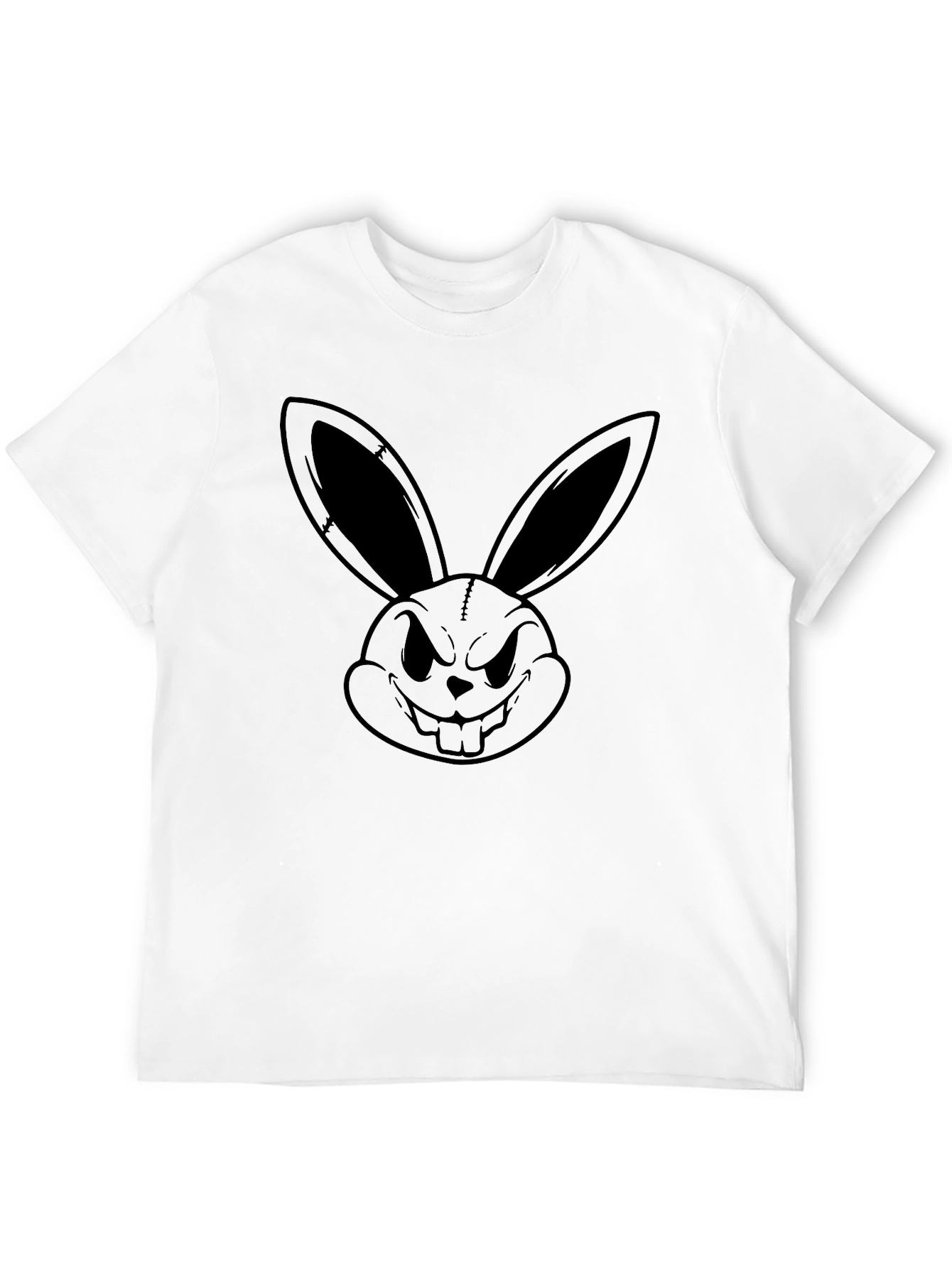 Edgy Rabbit Graphic Tee - Black Cotton T-Shirt
