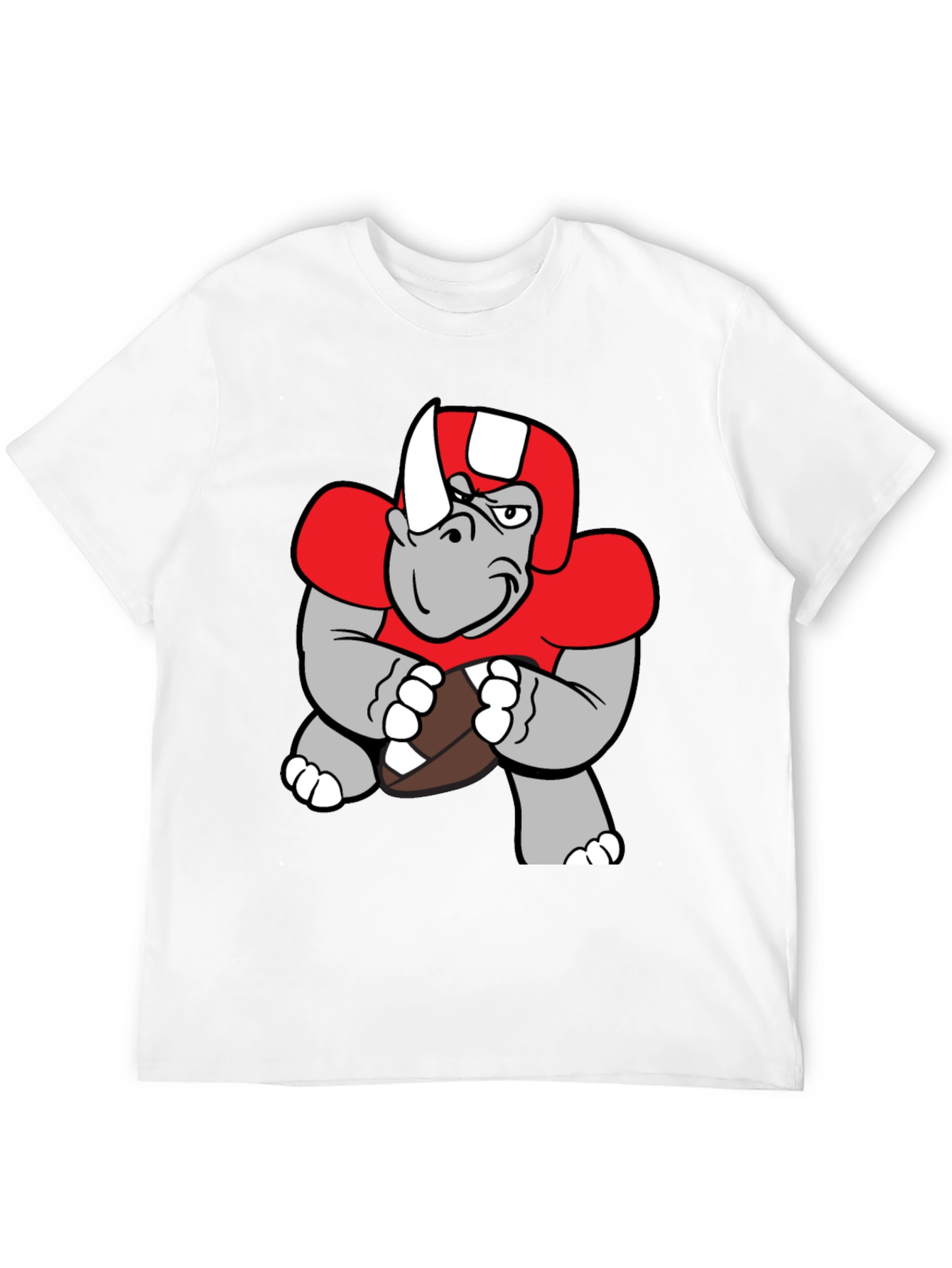 Rhino Football Player T-Shirt - Unique Cartoon Design