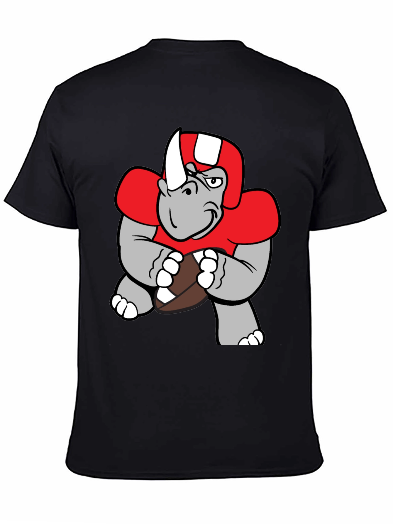 Rhino Football Player T-Shirt - Unique Cartoon Design
