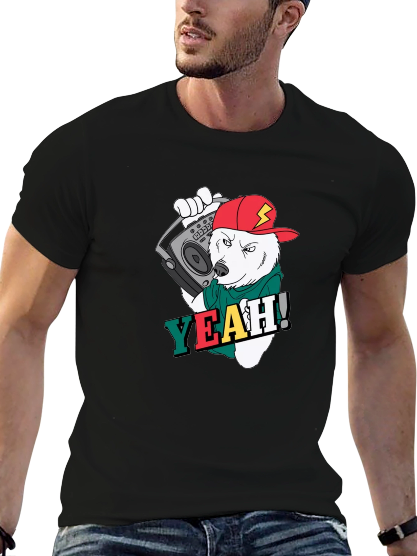 Cool Bear Graphic Tee - Black Cotton T-Shirt