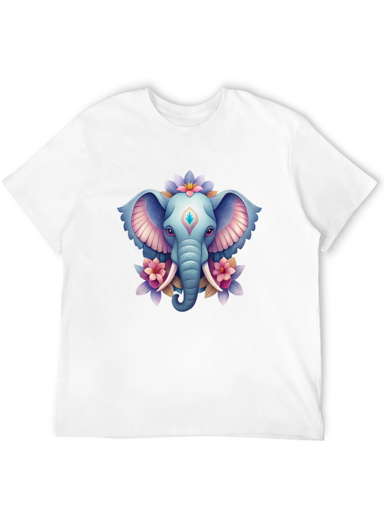 Elephant & Floral Graphic T-Shirt - Black