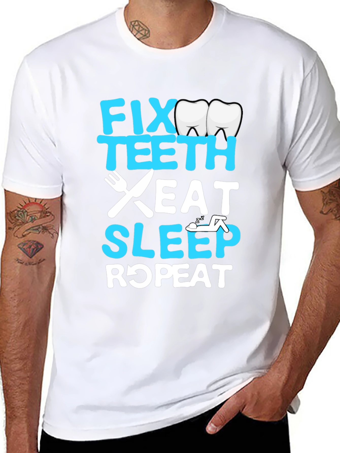 Fix Teeth Eat Sleep Repeat Dentist T-Shirt