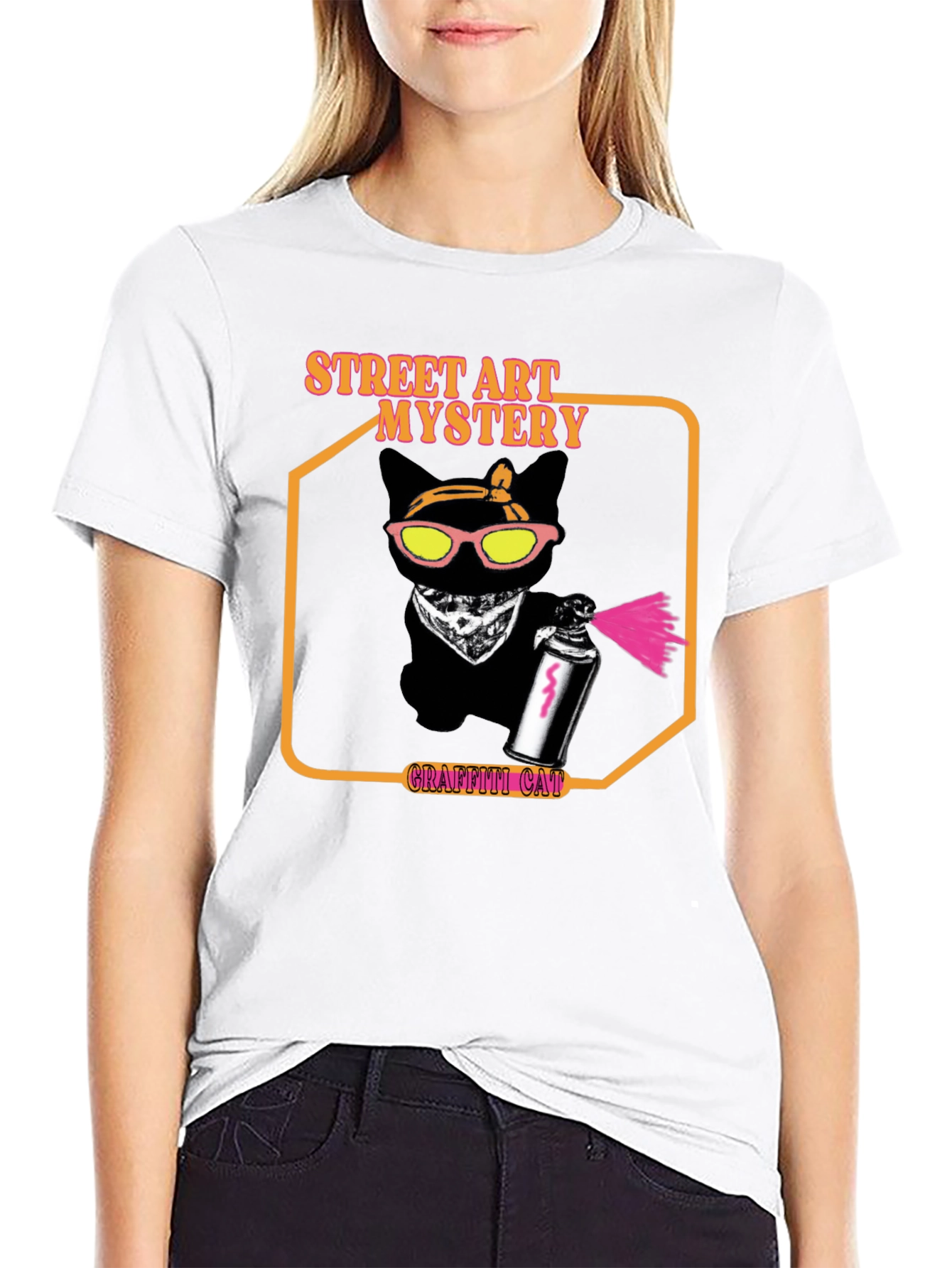 Street Art Mystery Graffiti Cat T-Shirt