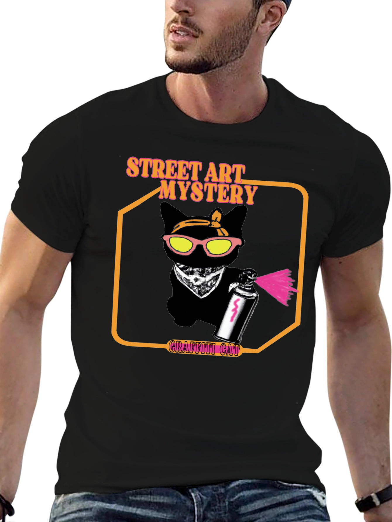 Street Art Mystery Graffiti Cat T-Shirt