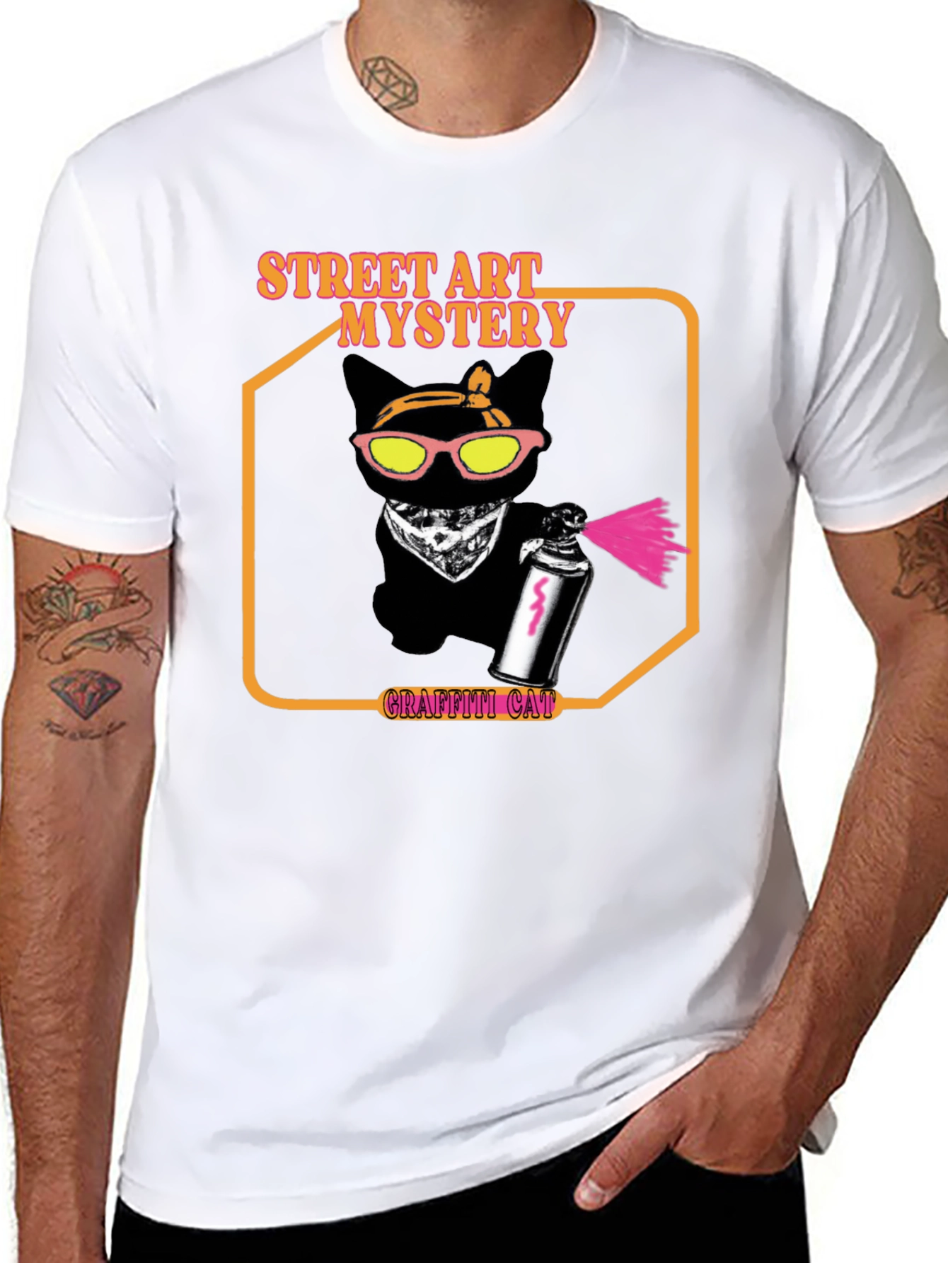 Street Art Mystery Graffiti Cat T-Shirt