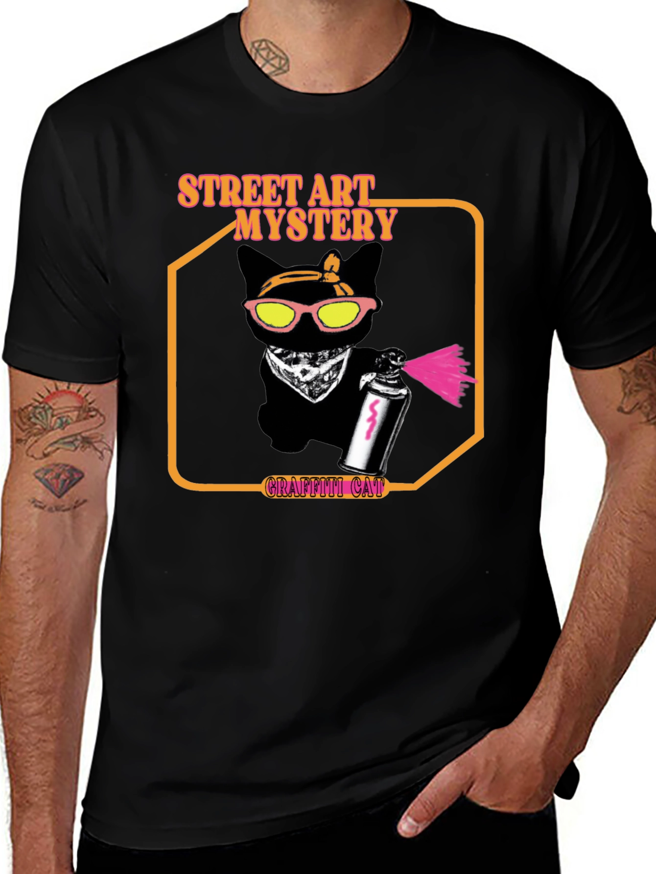 Street Art Mystery Graffiti Cat T-Shirt