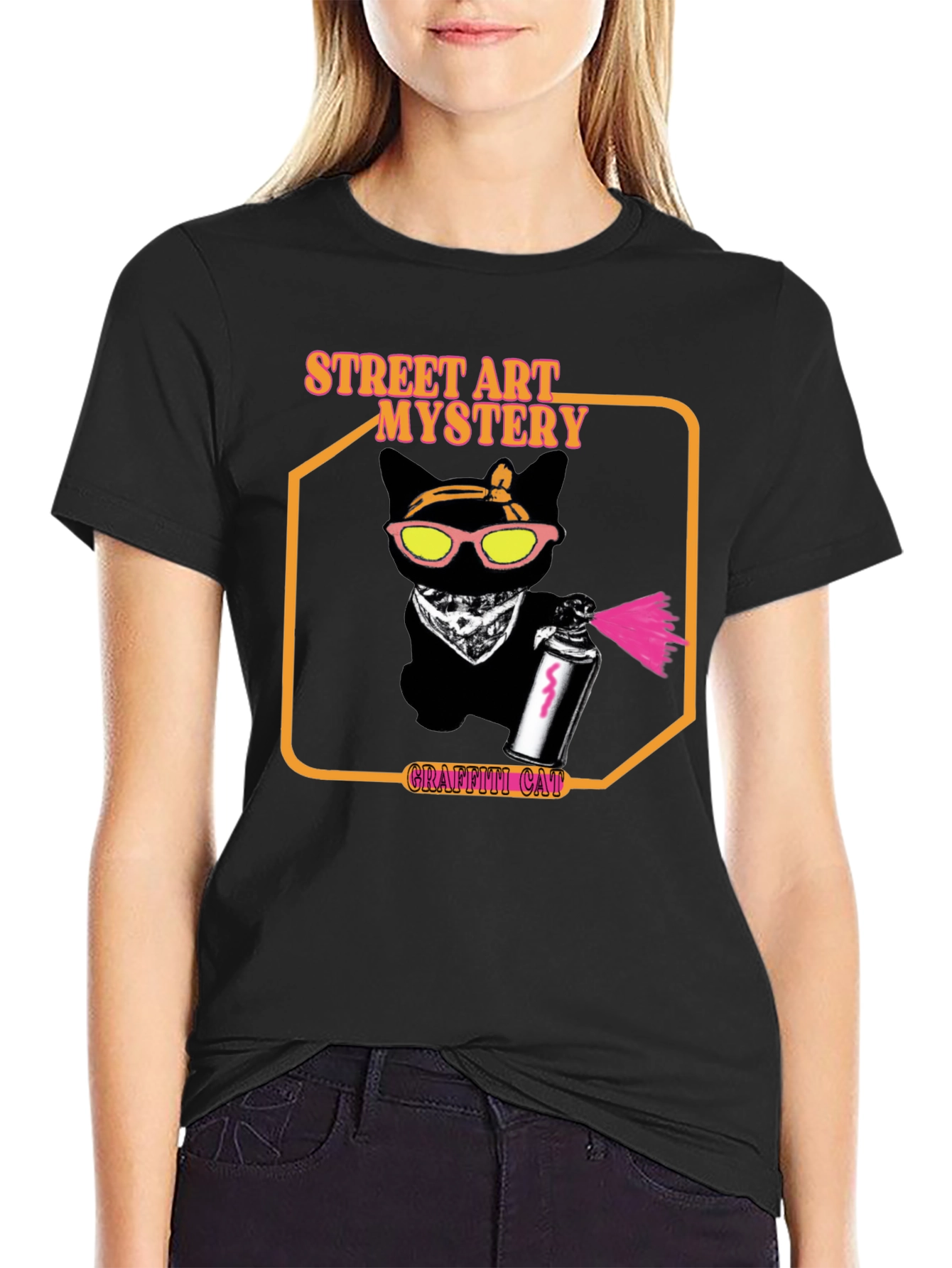 Street Art Mystery Graffiti Cat T-Shirt
